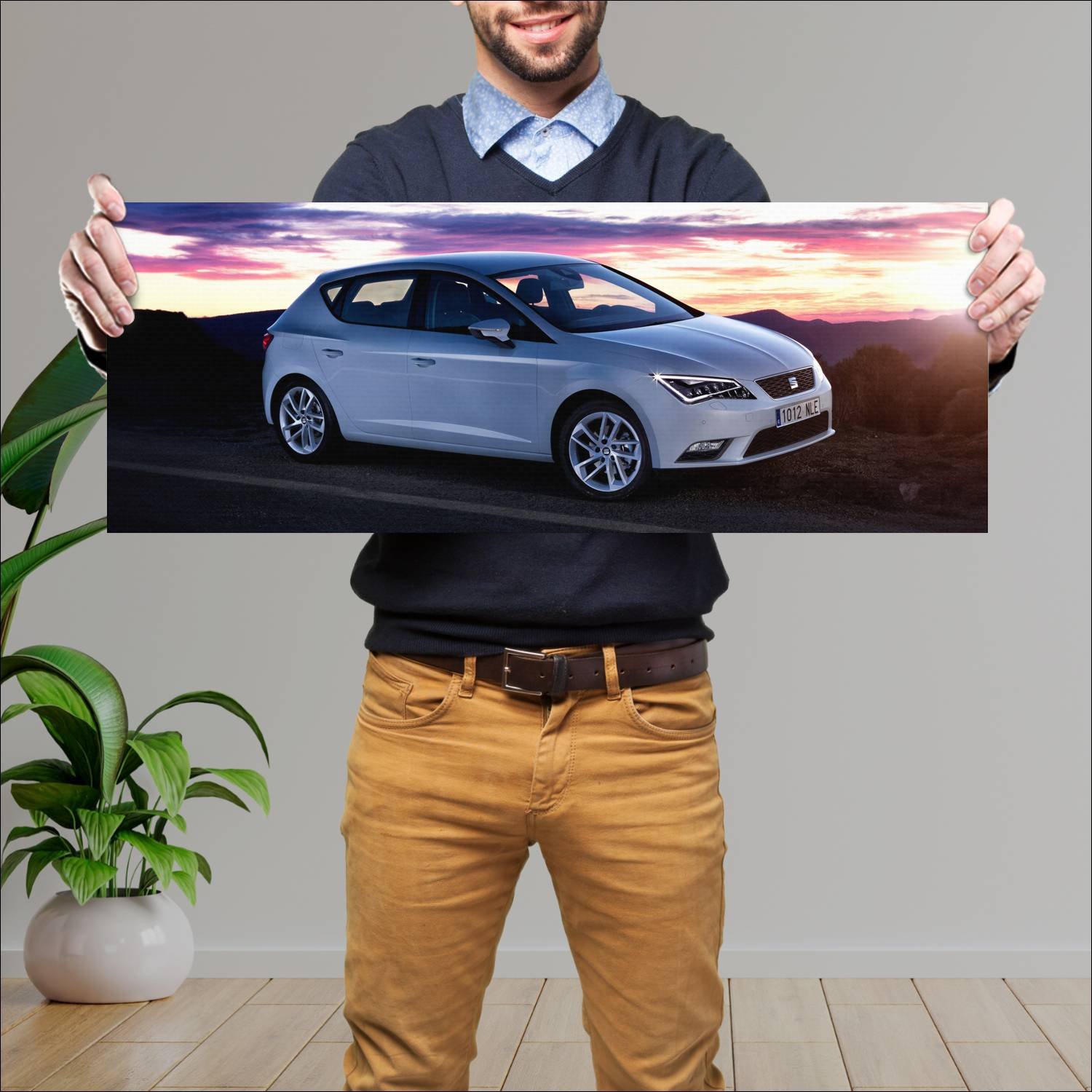 Cuadro grande 30x80cm 2012 seat leon auto 190 Seat