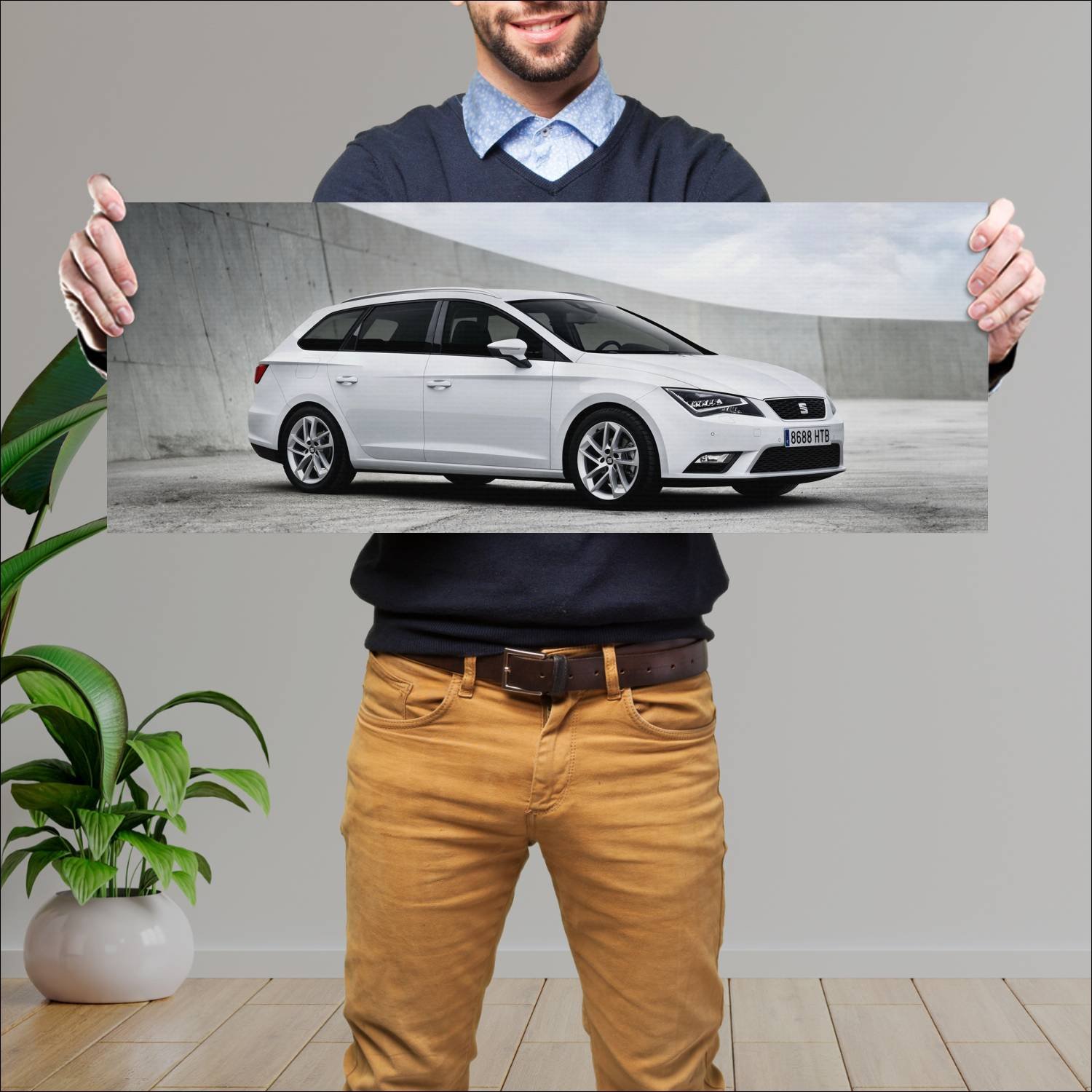 Cuadro grande 30x80cm 2013 seat leon st Seat