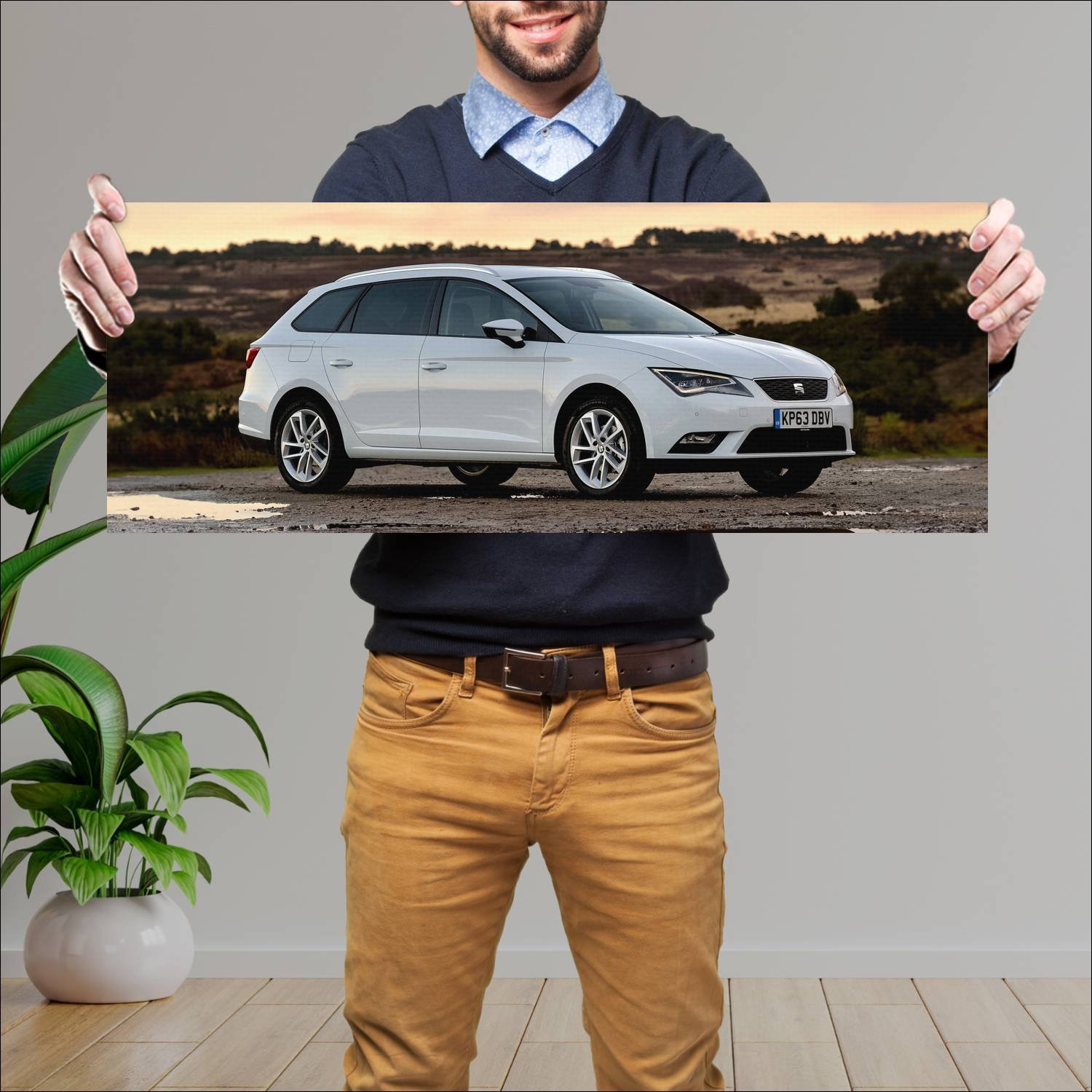 Cuadro grande 30x80cm 2014 seat leon st uk auto 243 Seat