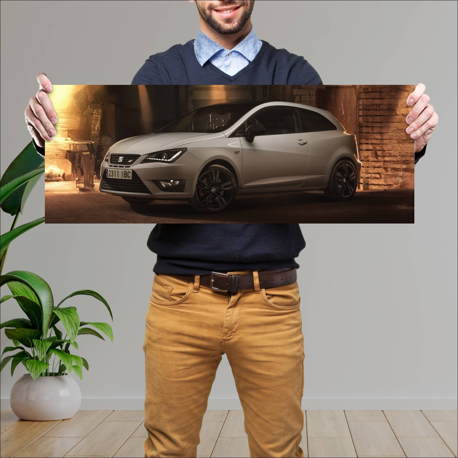 Cuadro grande 30x80cm 2015 seat ibiza cupra auto 258 Seat
