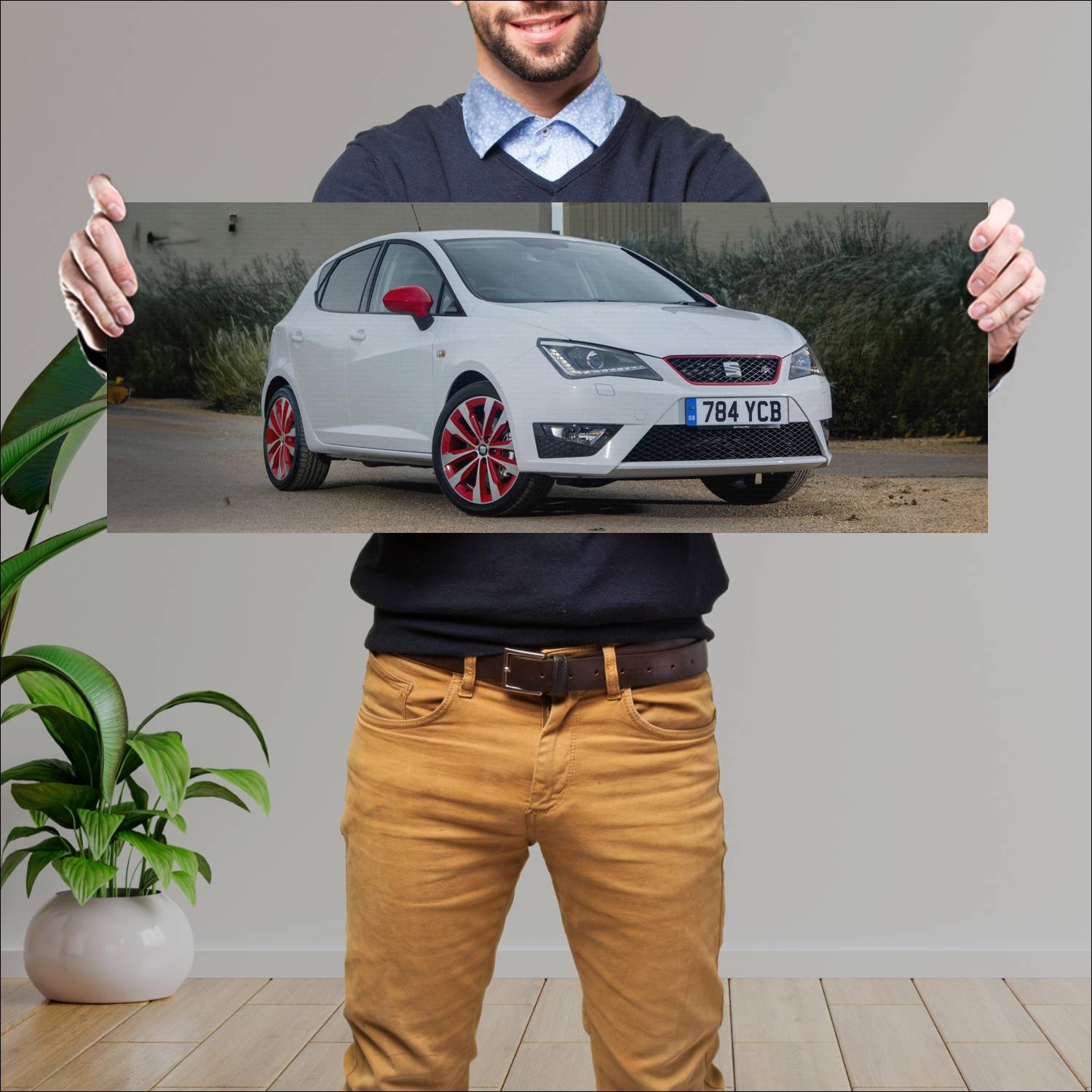 Cuadro grande 30x80cm 2015 seat ibiza fr red editi 261 Seat