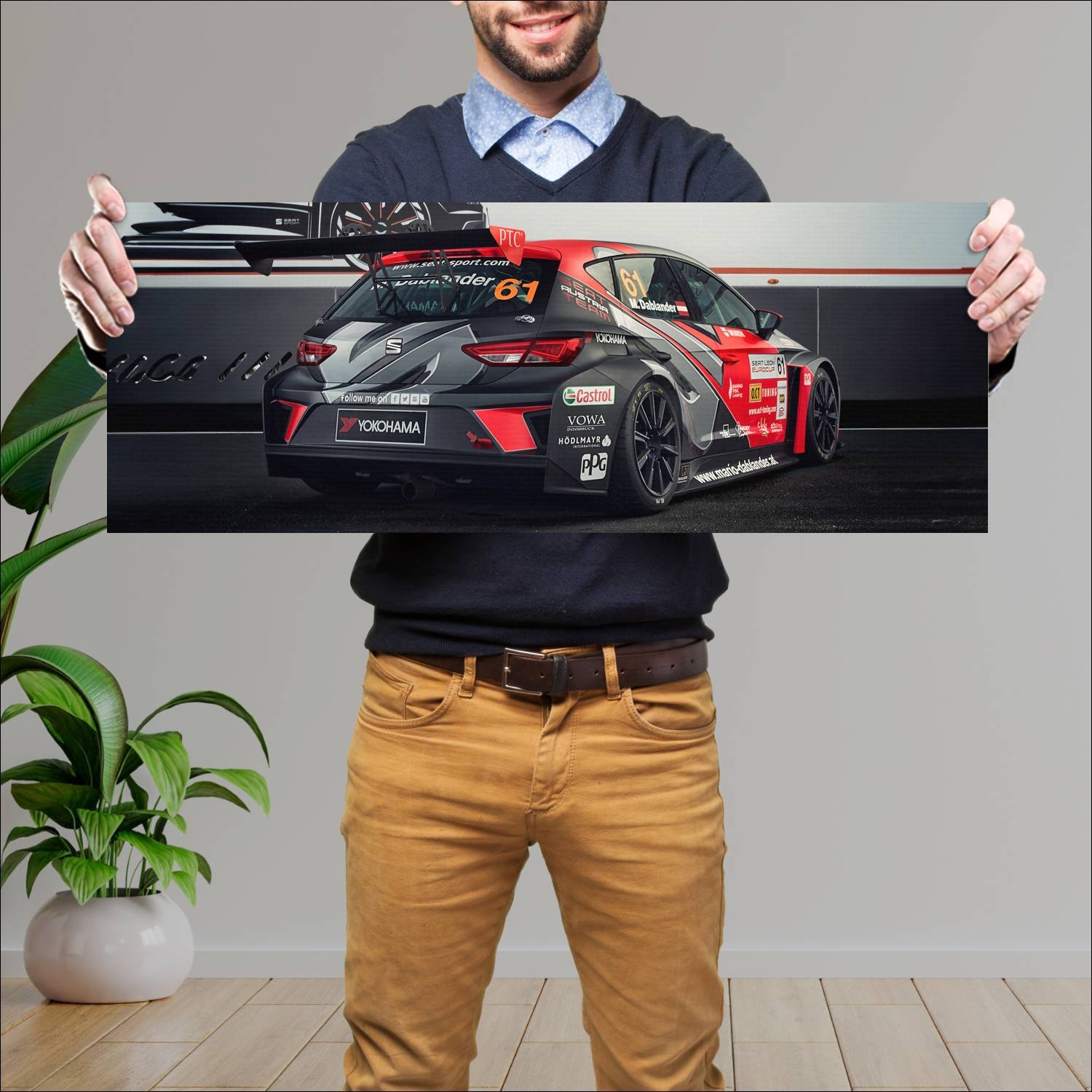 Cuadro grande 30x80cm 2015 seat leon cup racer 345 272 Seat