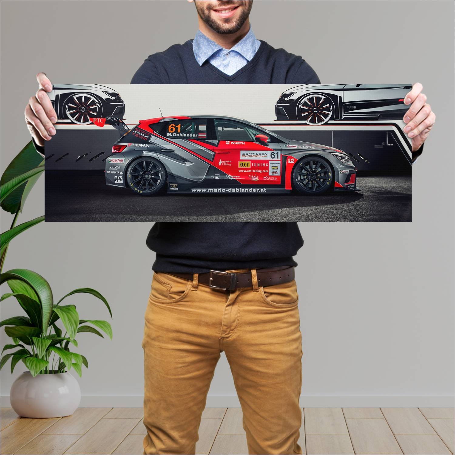 Cuadro grande 30x80cm 2015 seat leon cup racer 345 273 Seat