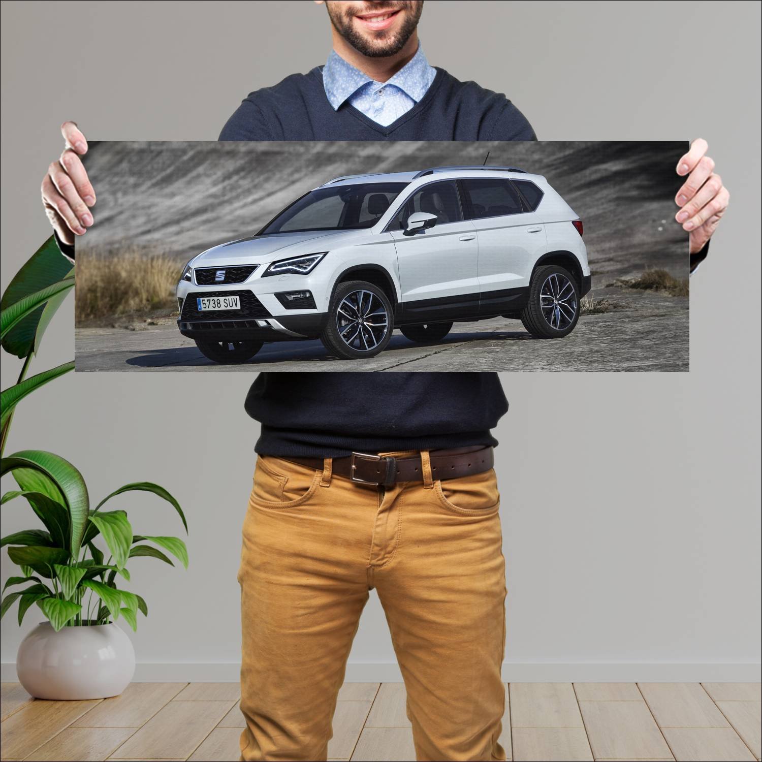 Cuadro grande 30x80cm 2016 seat ateca auto 293 Seat
