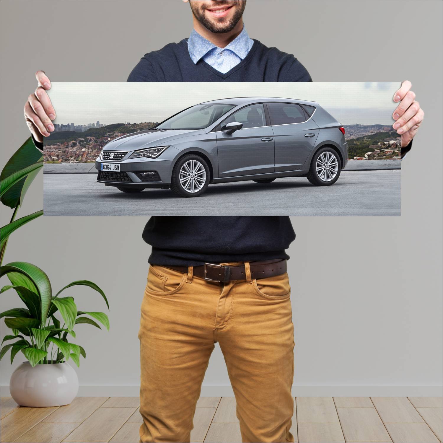 Cuadro grande 30x80cm 2016 seat leon auto 302 Seat