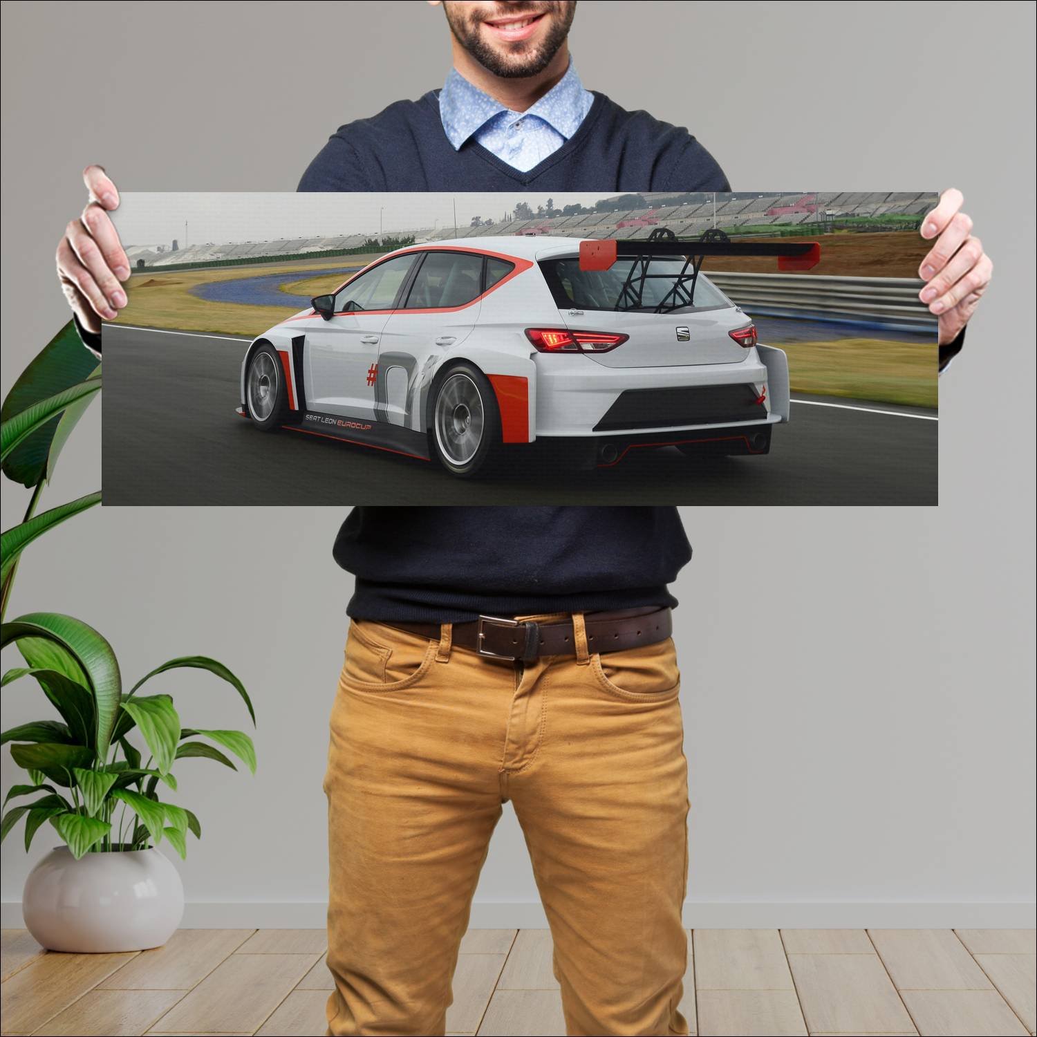 Cuadro grande 30x80cm 2016 seat leon tcr auto 313 Seat