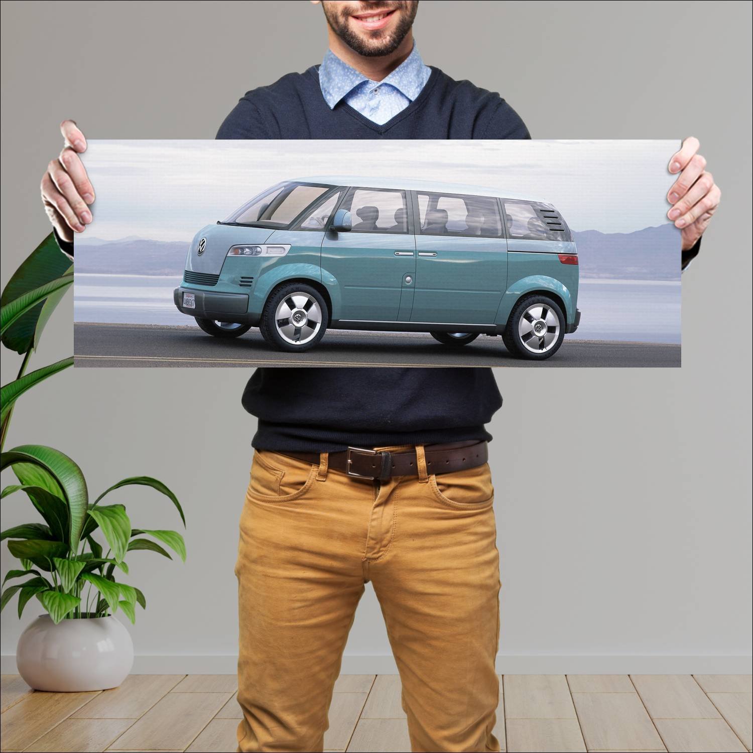 Cuadro grande 30x80cm 2001 volkswagen microbus con 113 Volkswagen