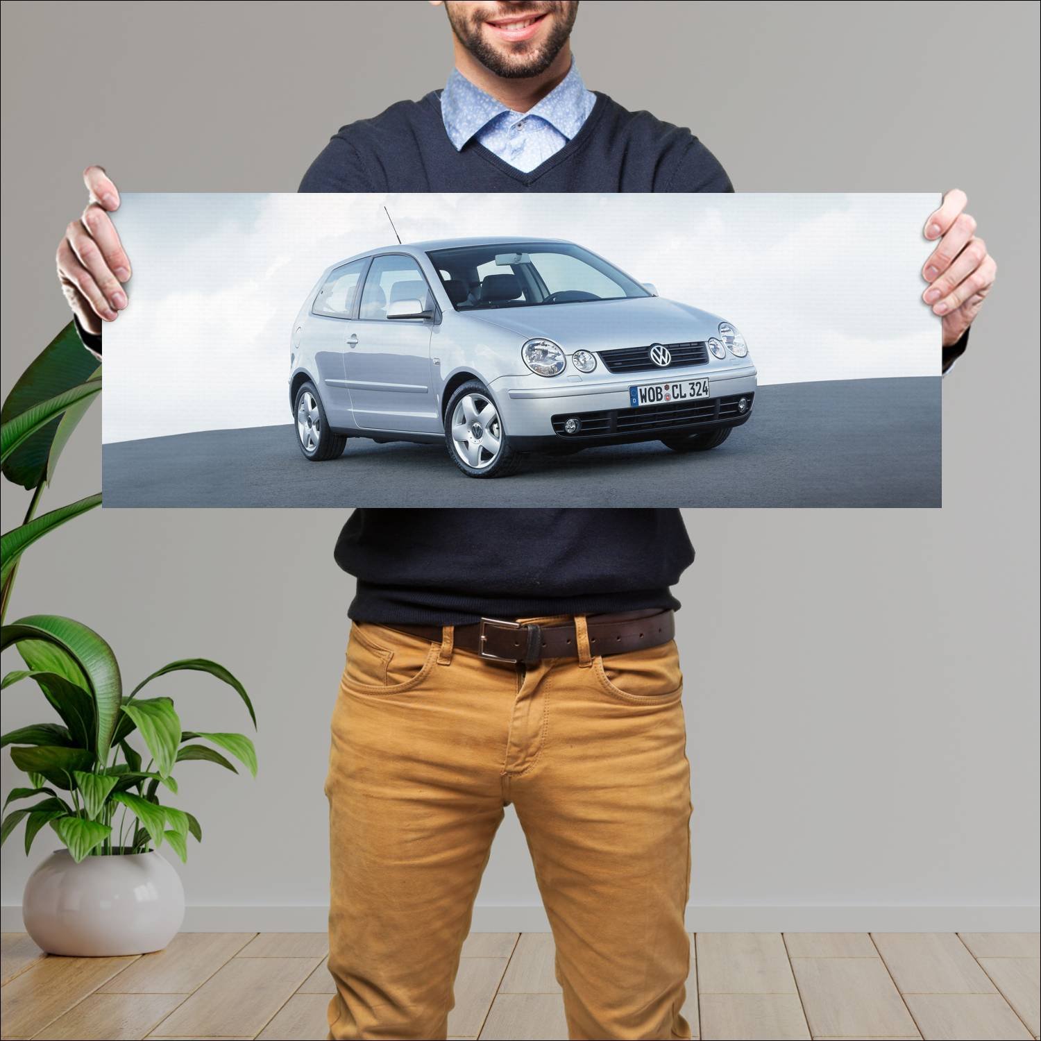Cuadro grande 30x80cm 2001 volkswagen polo 3 door 115 Volkswagen