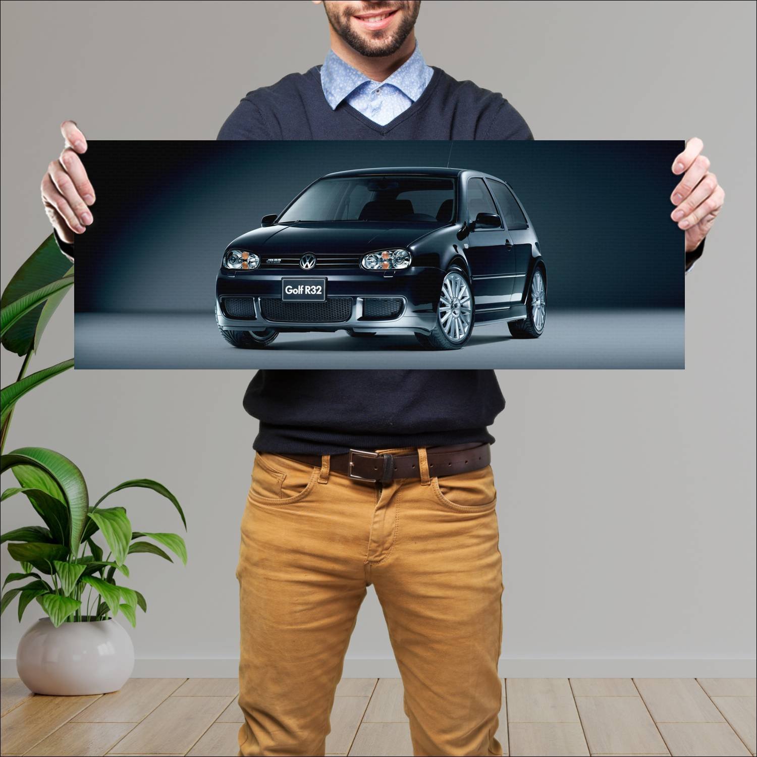 Cuadro grande 30x80cm 2002 volkswagen golf r32 3 d 122 Volkswagen