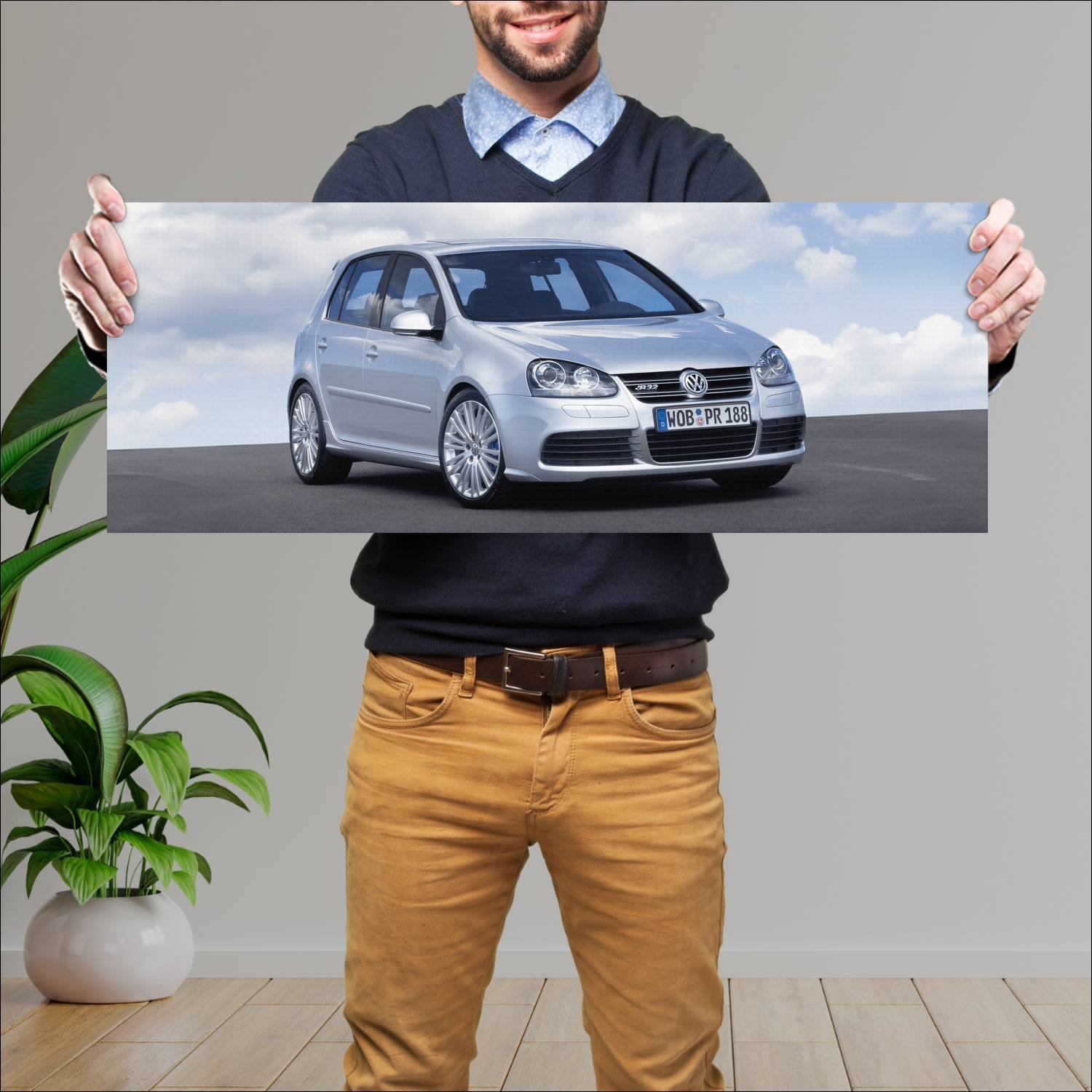 Cuadro grande 30x80cm 2005 volkswagen golf r32 5 d 196 Volkswagen