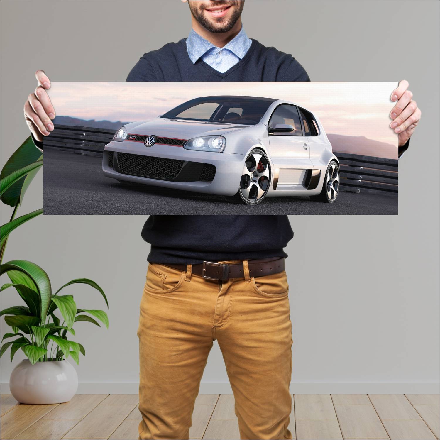 Cuadro grande 30x80cm 2007 volkswagen golf gti w12 307 Volkswagen