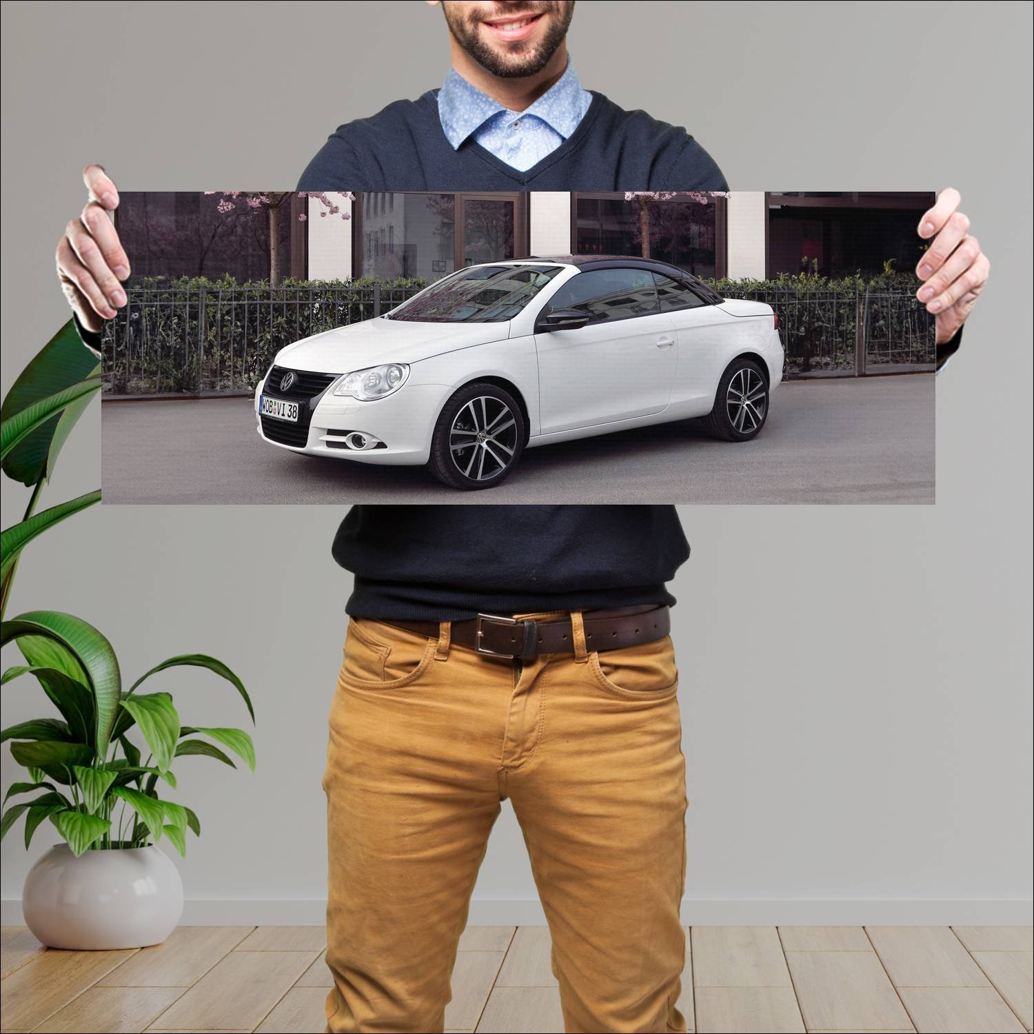 Cuadro grande 30x80cm 2008 volkswagen eos white ni 358 Volkswagen