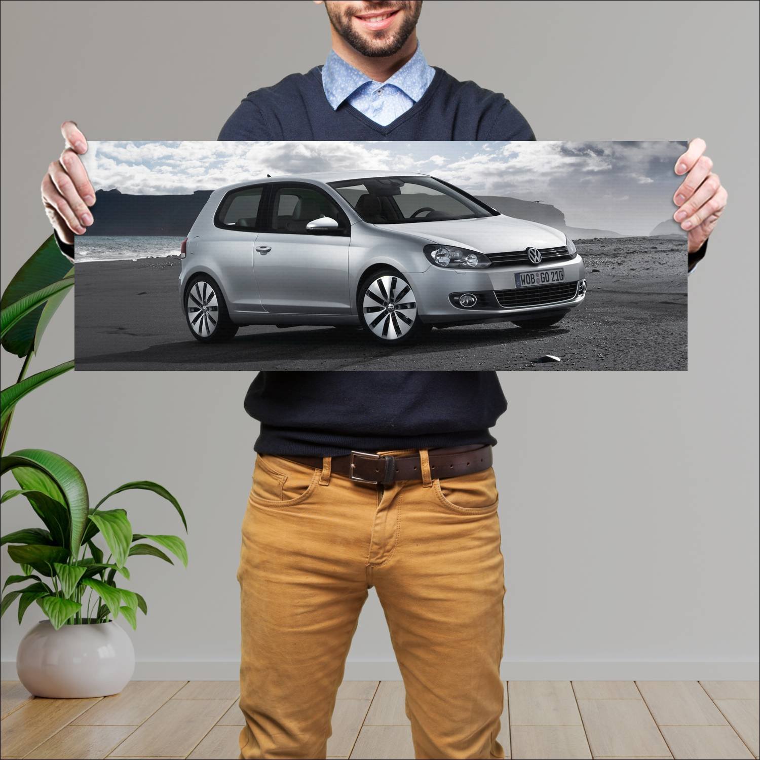 Cuadro grande 30x80cm 2008 volkswagen golf 3 door 364 Volkswagen
