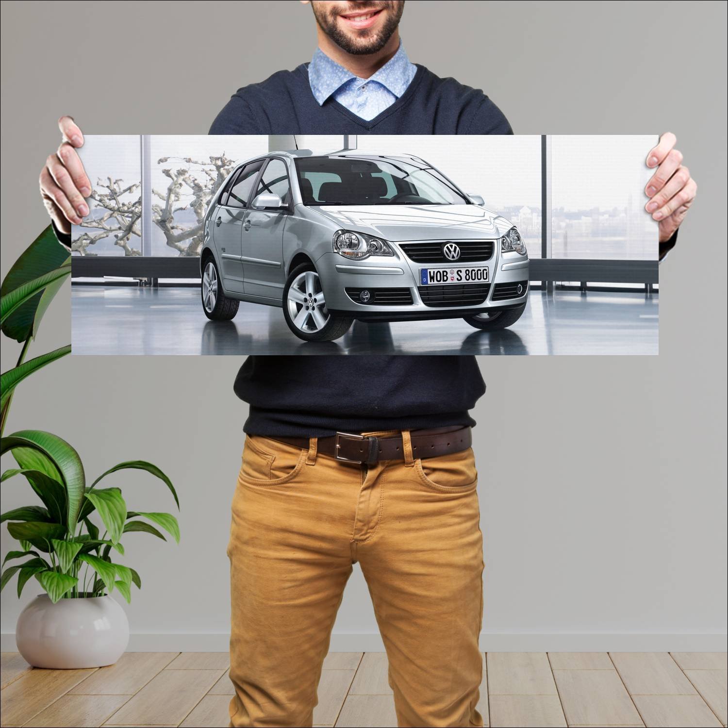 Cuadro grande 30x80cm 2008 volkswagen polo silver 391 Volkswagen