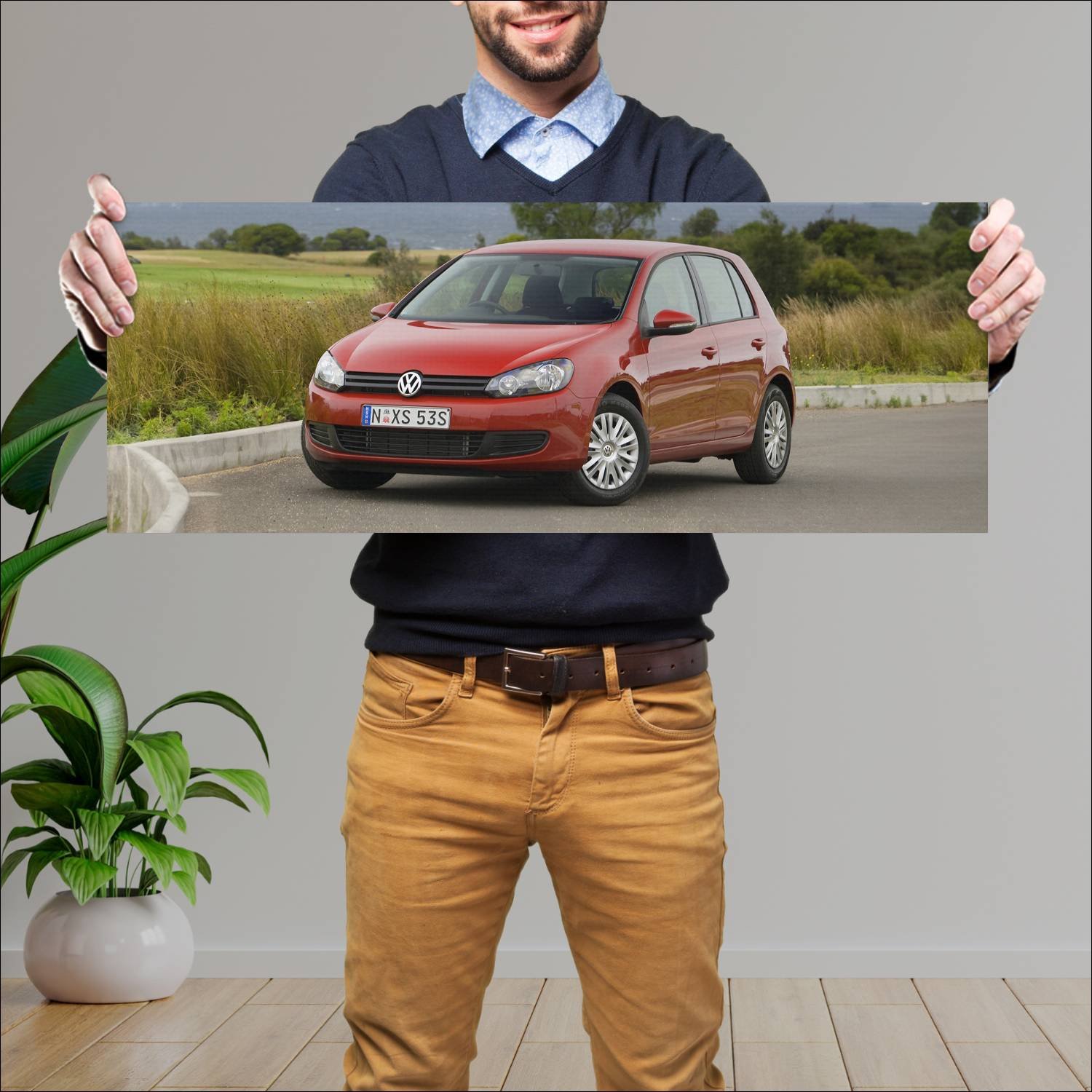 Cuadro grande 30x80cm 2009 volkswagen golf 5 door 442 Volkswagen