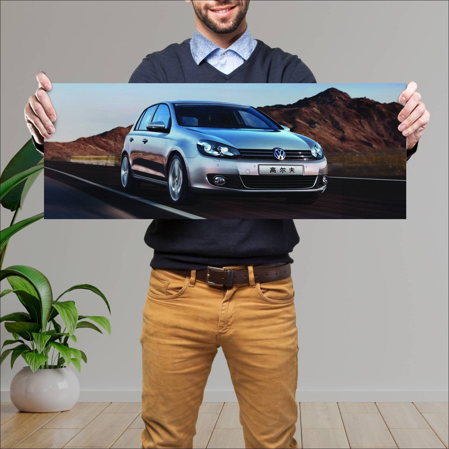 Cuadro grande 30x80cm 2009 volkswagen golf 5 door 443 Volkswagen