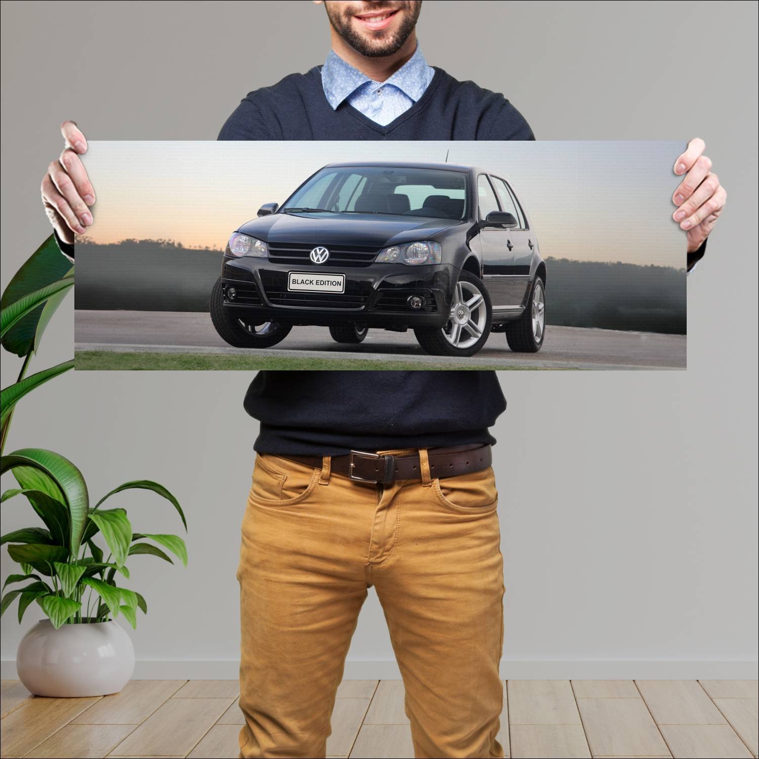 Cuadro grande 30x80cm 2009 volkswagen golf black e 446 Volkswagen