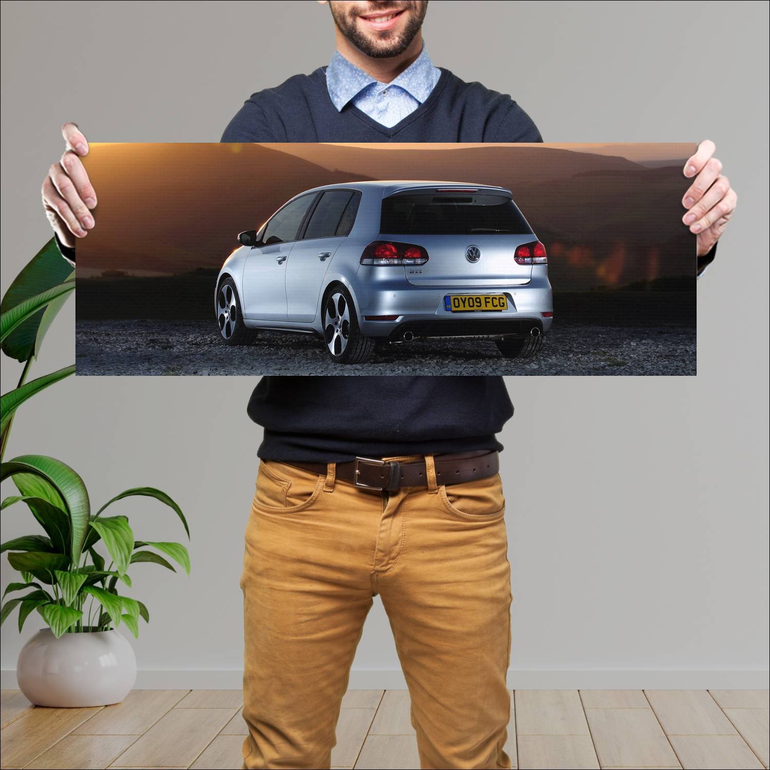 Cuadro grande 30x80cm 2009 volkswagen golf gti 5 d 457 Volkswagen