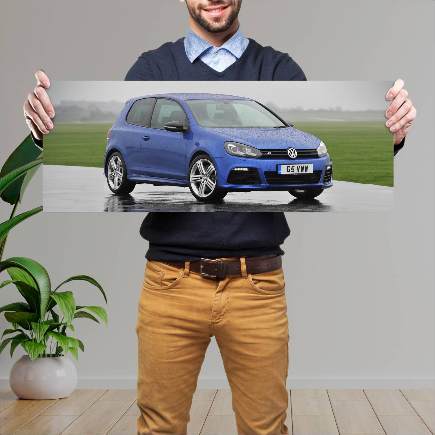 Cuadro grande 30x80cm 2009 volkswagen golf r 3 doo 469 Volkswagen