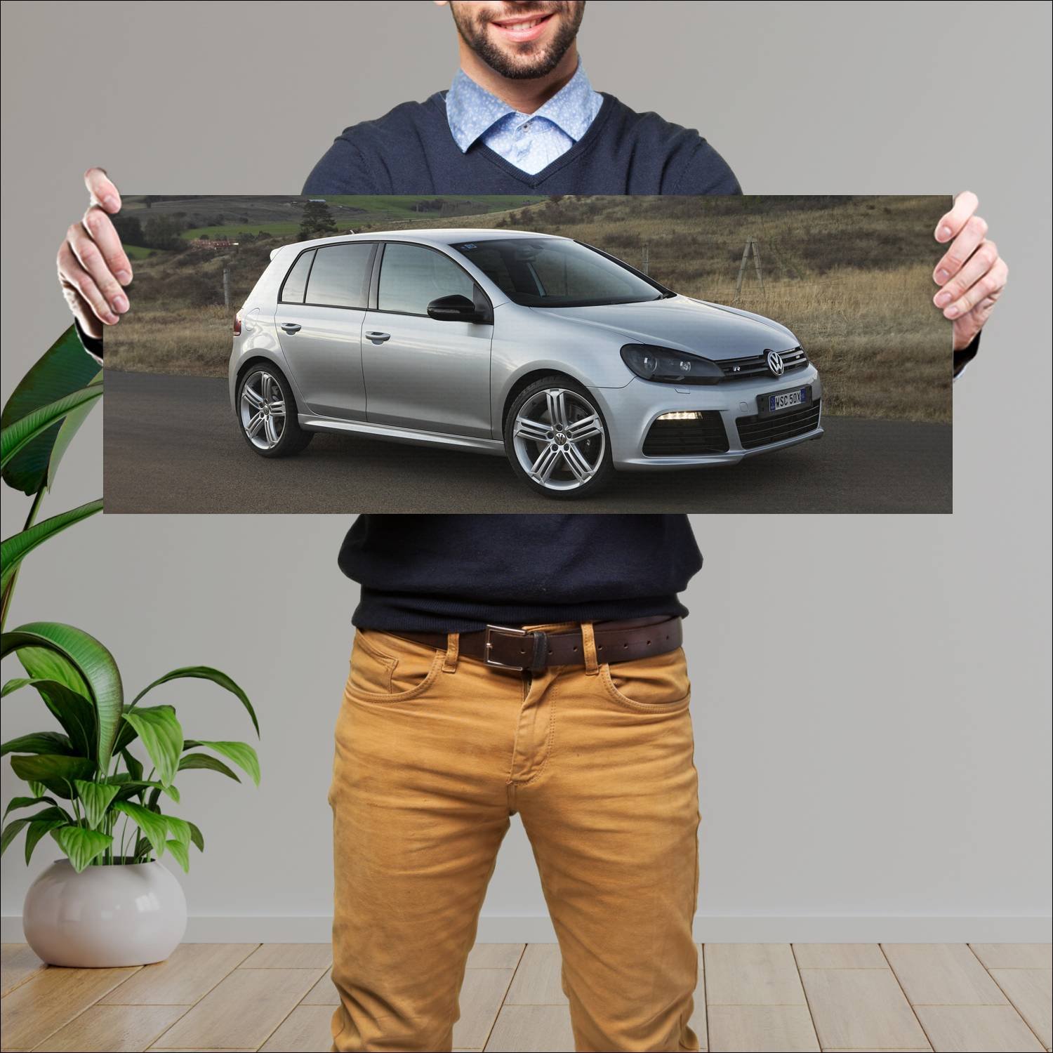 Cuadro grande 30x80cm 2009 volkswagen golf r 5 doo 471 Volkswagen