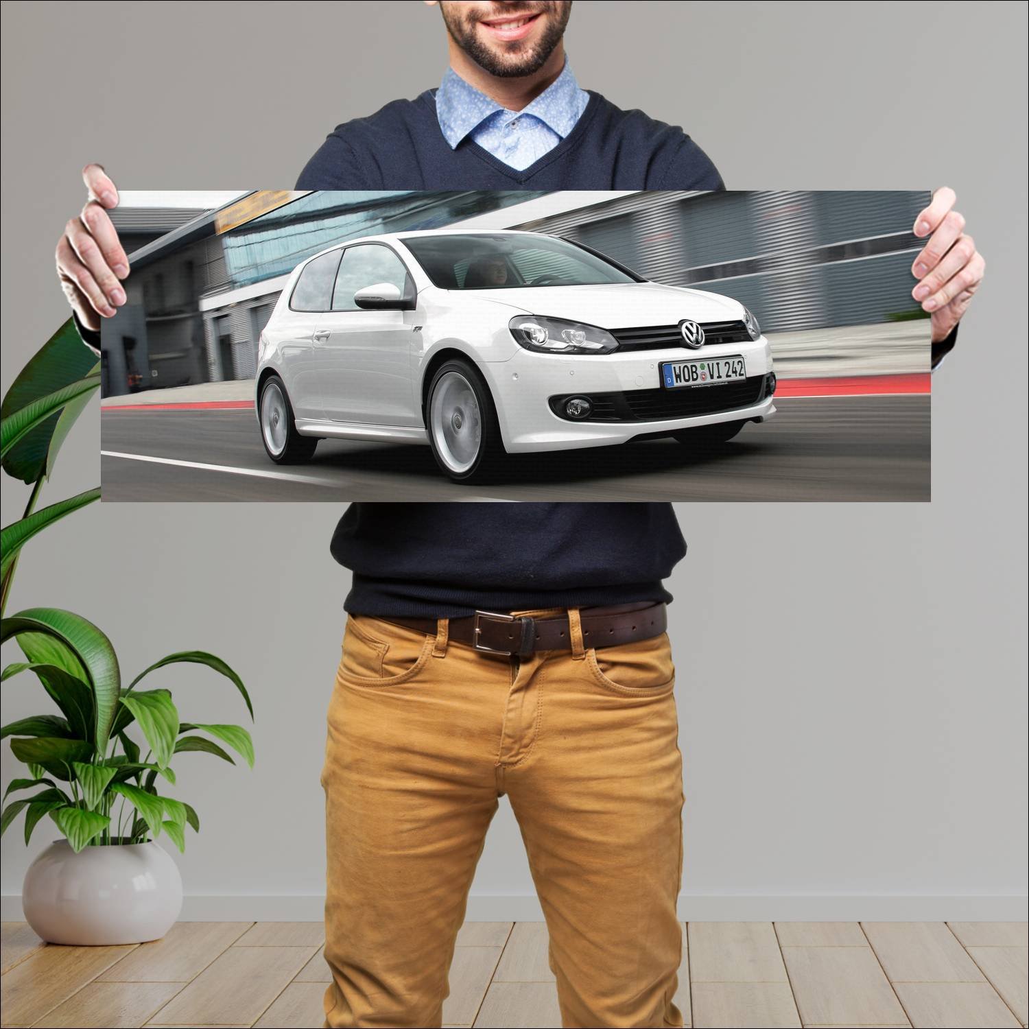 Cuadro grande 30x80cm 2009 volkswagen golf r line 473 Volkswagen