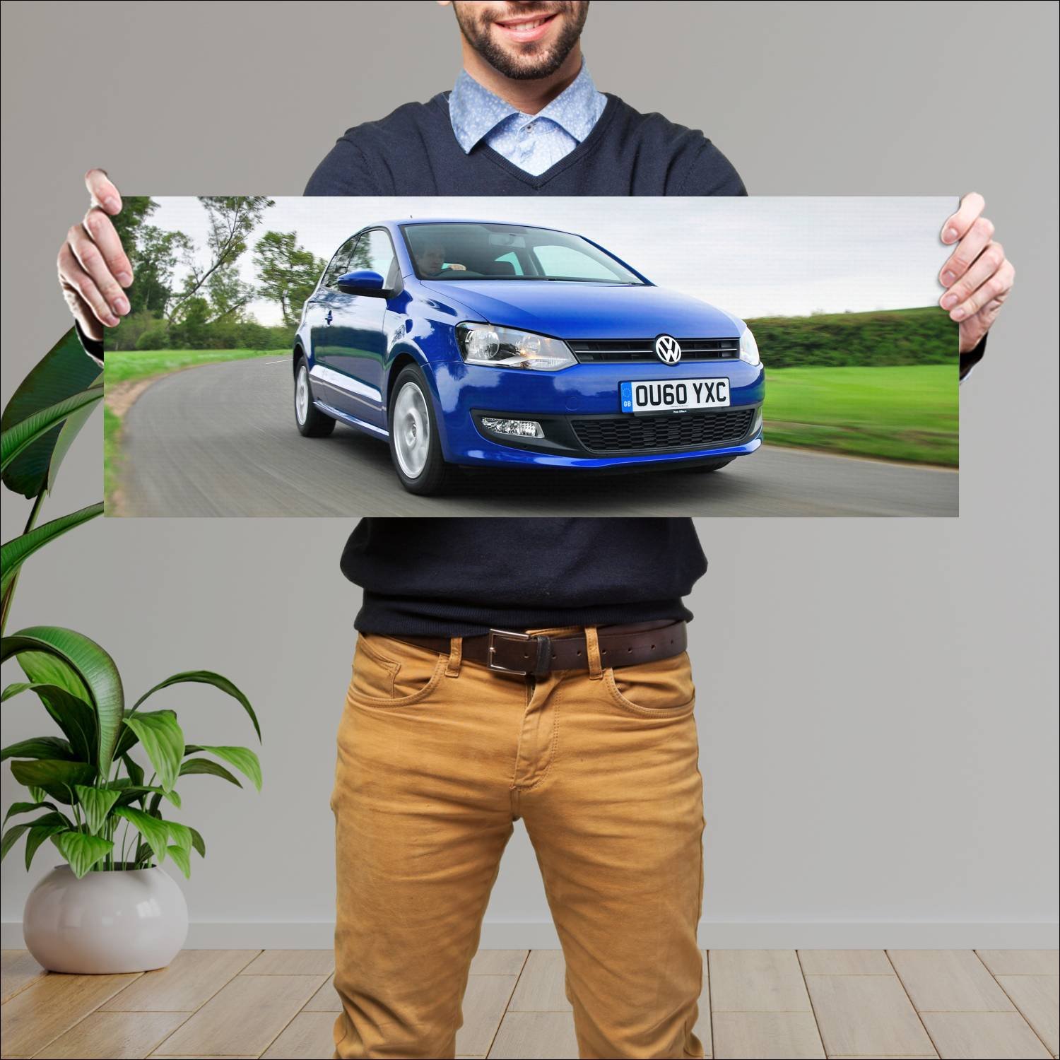 Cuadro grande 30x80cm 2009 volkswagen polo 3 door 486 Volkswagen