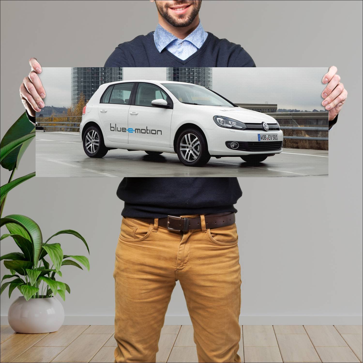 Cuadro grande 30x80cm 2010 volkswagen golf blue e 570 Volkswagen