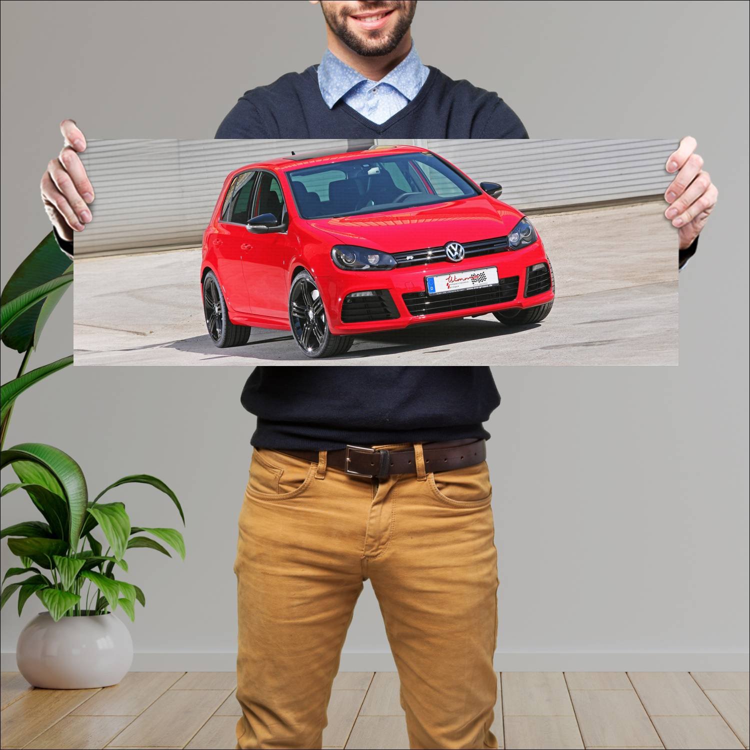 Cuadro grande 30x80cm 2010 volkswagen golf r red d 576 Volkswagen
