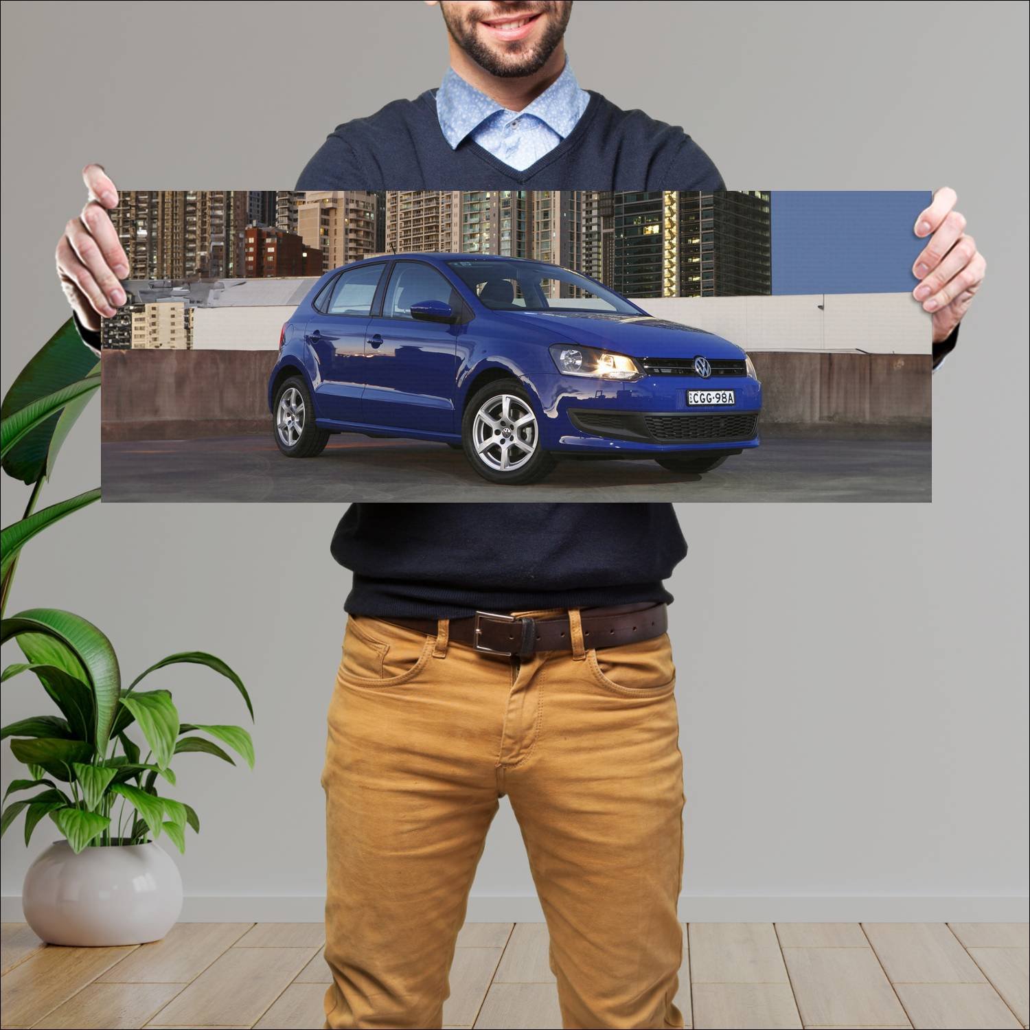 Cuadro grande 30x80cm 2010 volkswagen polo 5 door 609 Volkswagen