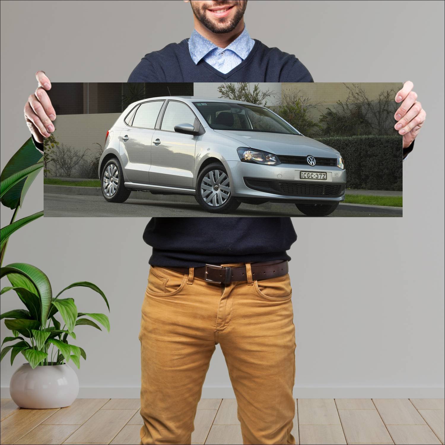 Cuadro grande 30x80cm 2010 volkswagen polo 5 door 610 Volkswagen