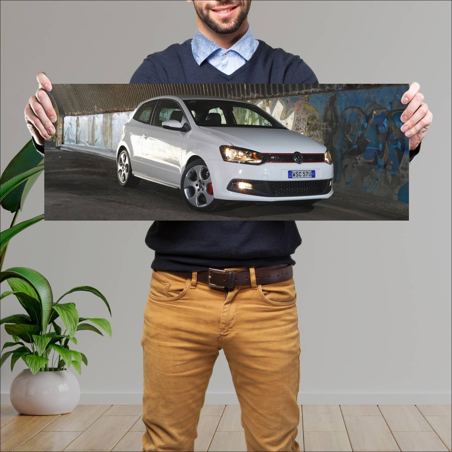 Cuadro grande 30x80cm 2010 volkswagen polo gti 3 d 617 Volkswagen