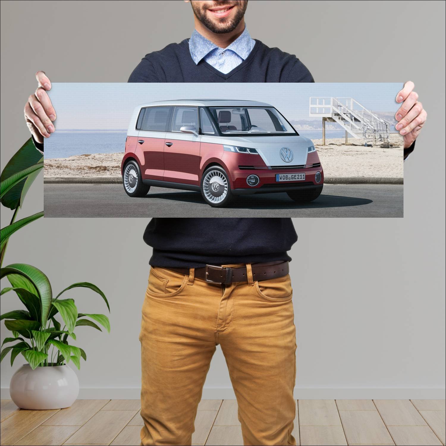 Cuadro grande 30x80cm 2011 volkswagen bulli concep 679 Volkswagen