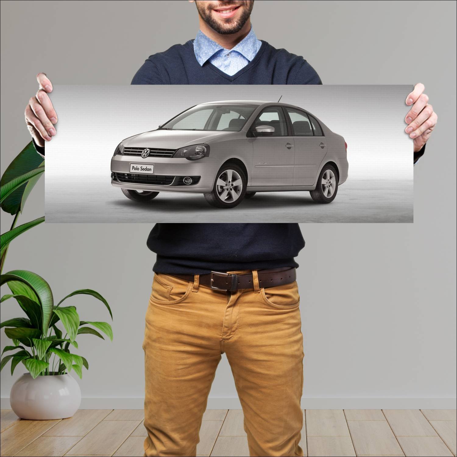 Cuadro grande 30x80cm 2011 volkswagen polo sedan b 728 Volkswagen