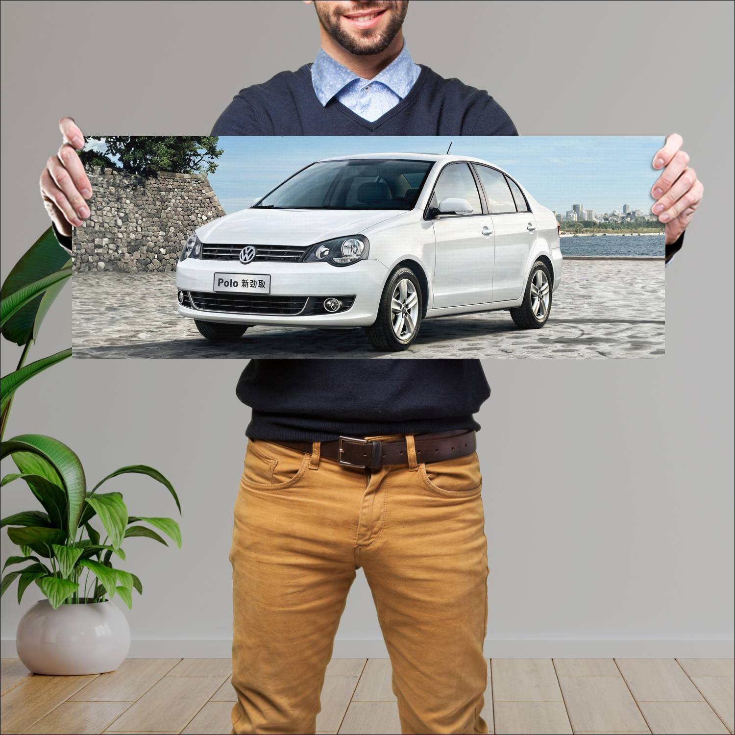 Cuadro grande 30x80cm 2011 volkswagen polo sedan c 729 Volkswagen