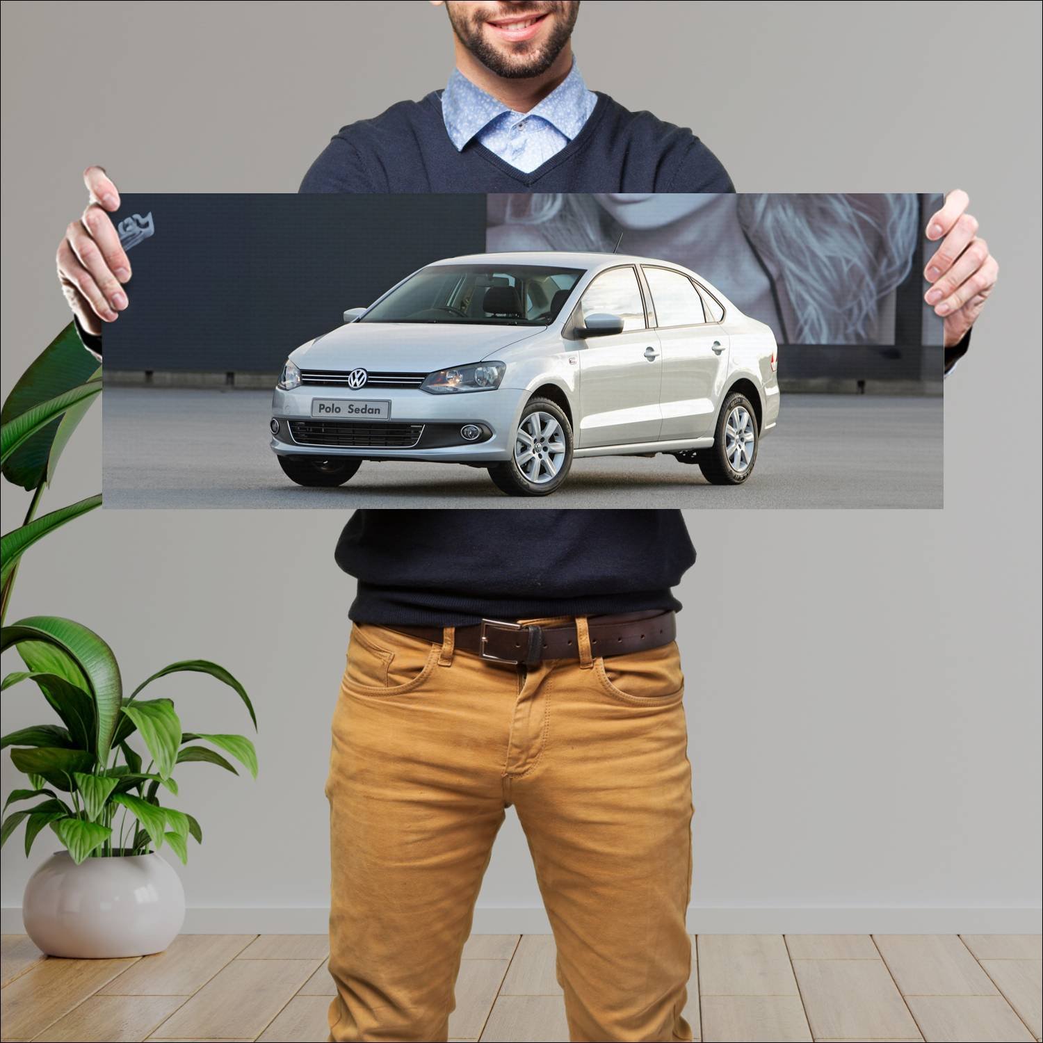 Cuadro grande 30x80cm 2011 volkswagen polo sedan z 730 Volkswagen