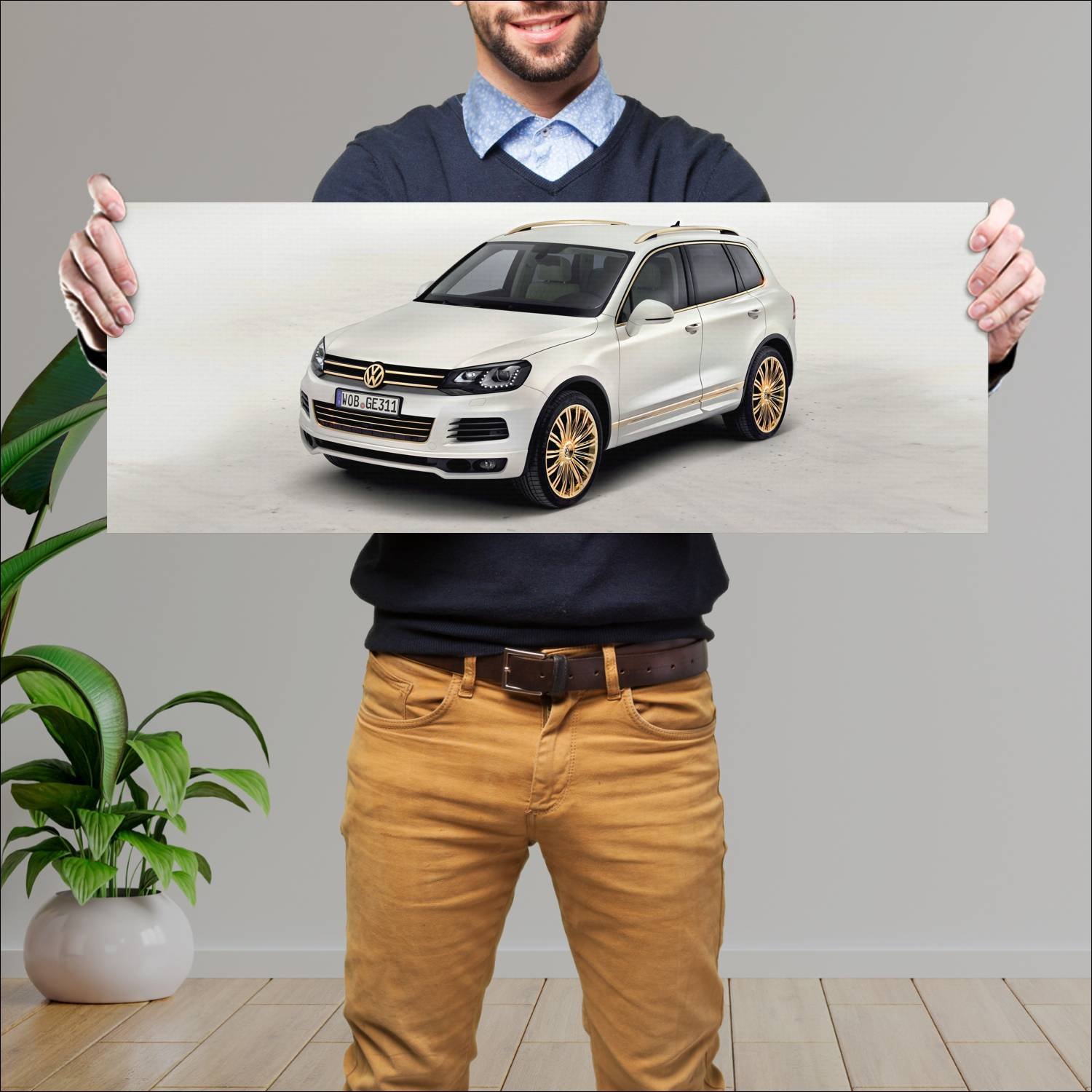 Cuadro grande 30x80cm 2011 volkswagen touareg gold 743 Volkswagen