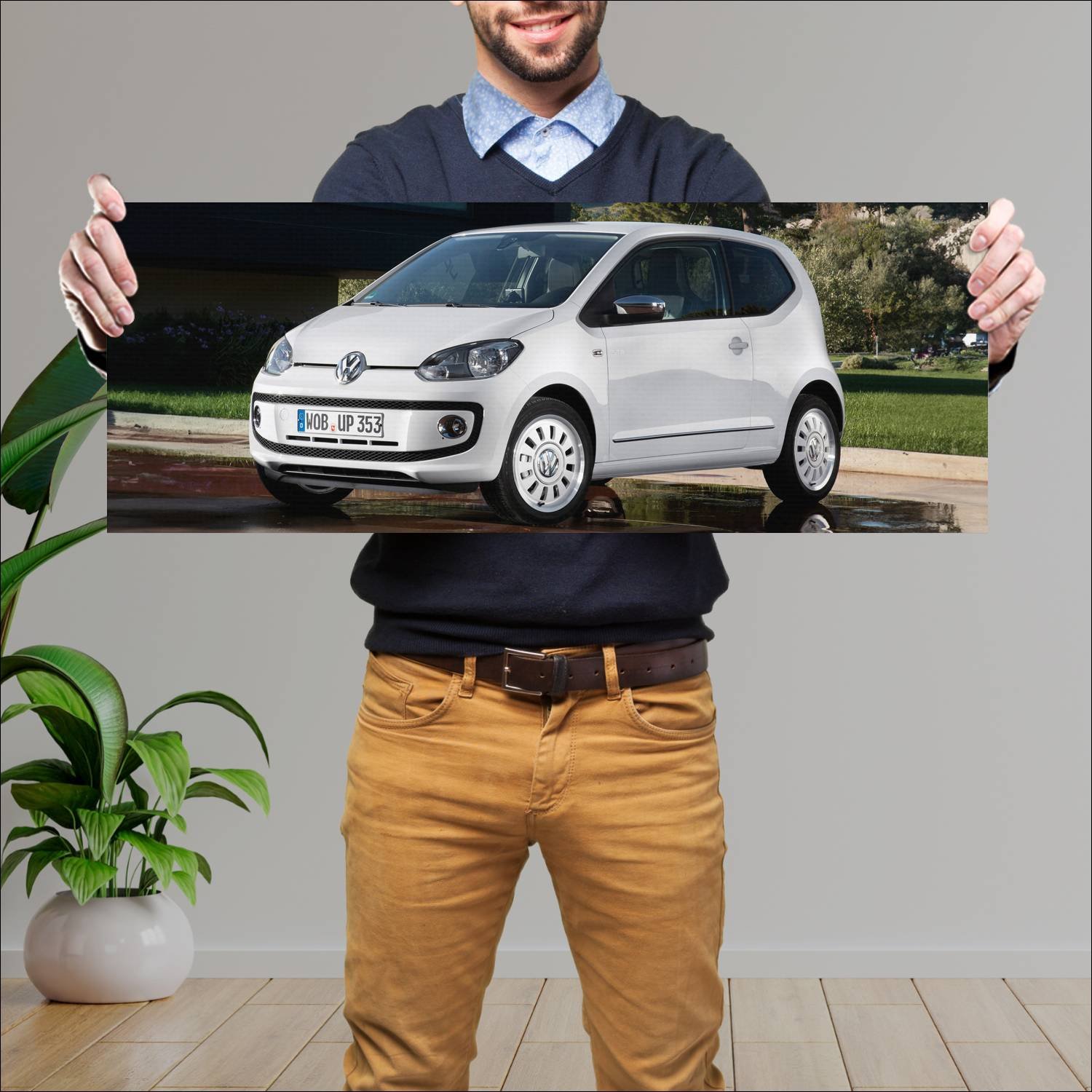 Cuadro grande 30x80cm 2011 volkswagen white up 3 d 752 Volkswagen
