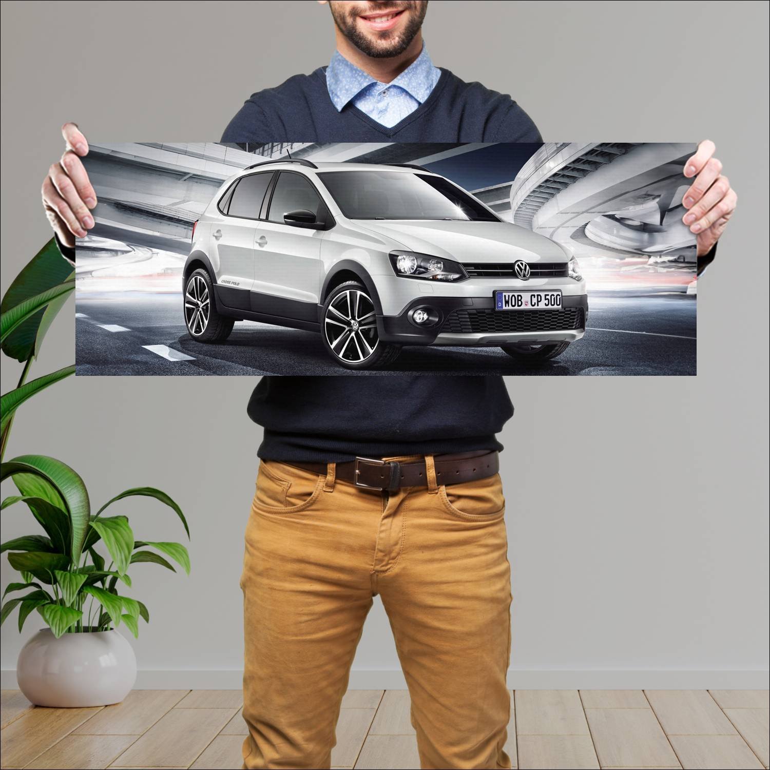 Cuadro grande 30x80cm 2012 volkswagen cross polo u 781 Volkswagen