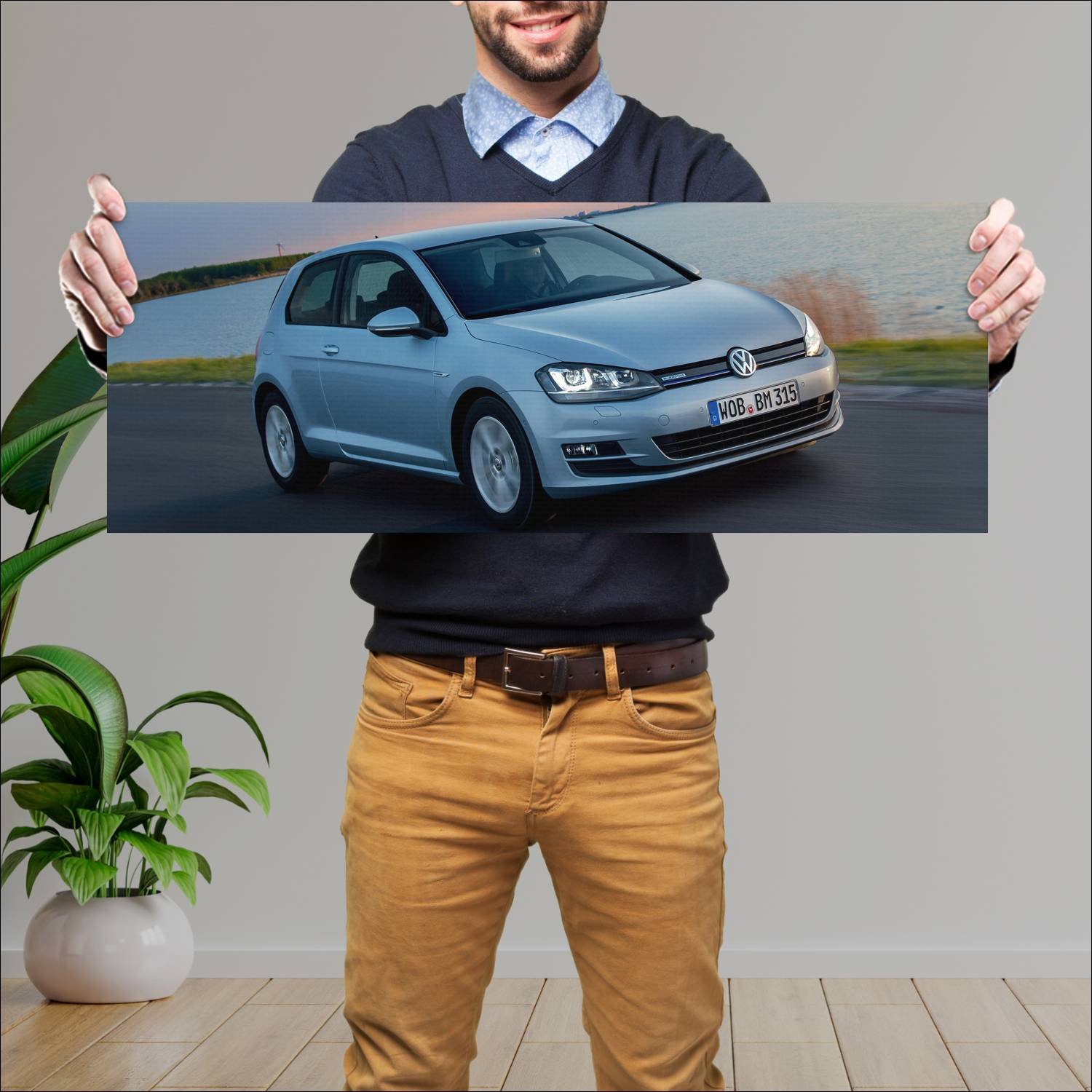 Cuadro grande 30x80cm 2012 volkswagen golf 3 door 796 Volkswagen