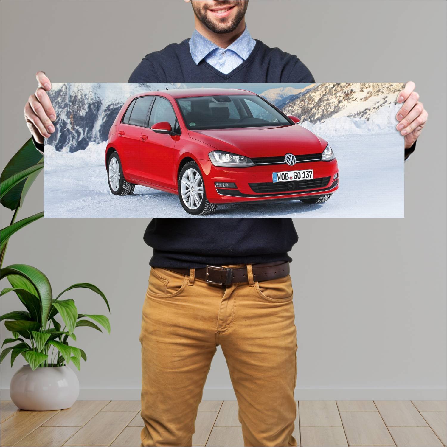 Cuadro grande 30x80cm 2012 volkswagen golf 5 door 802 Volkswagen