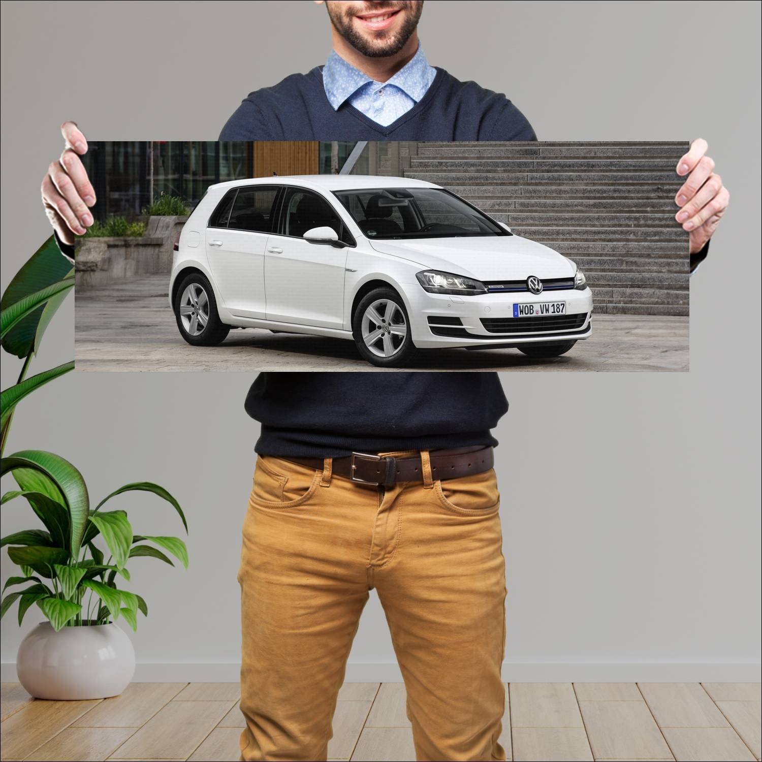 Cuadro grande 30x80cm 2012 volkswagen golf 5 door 803 Volkswagen
