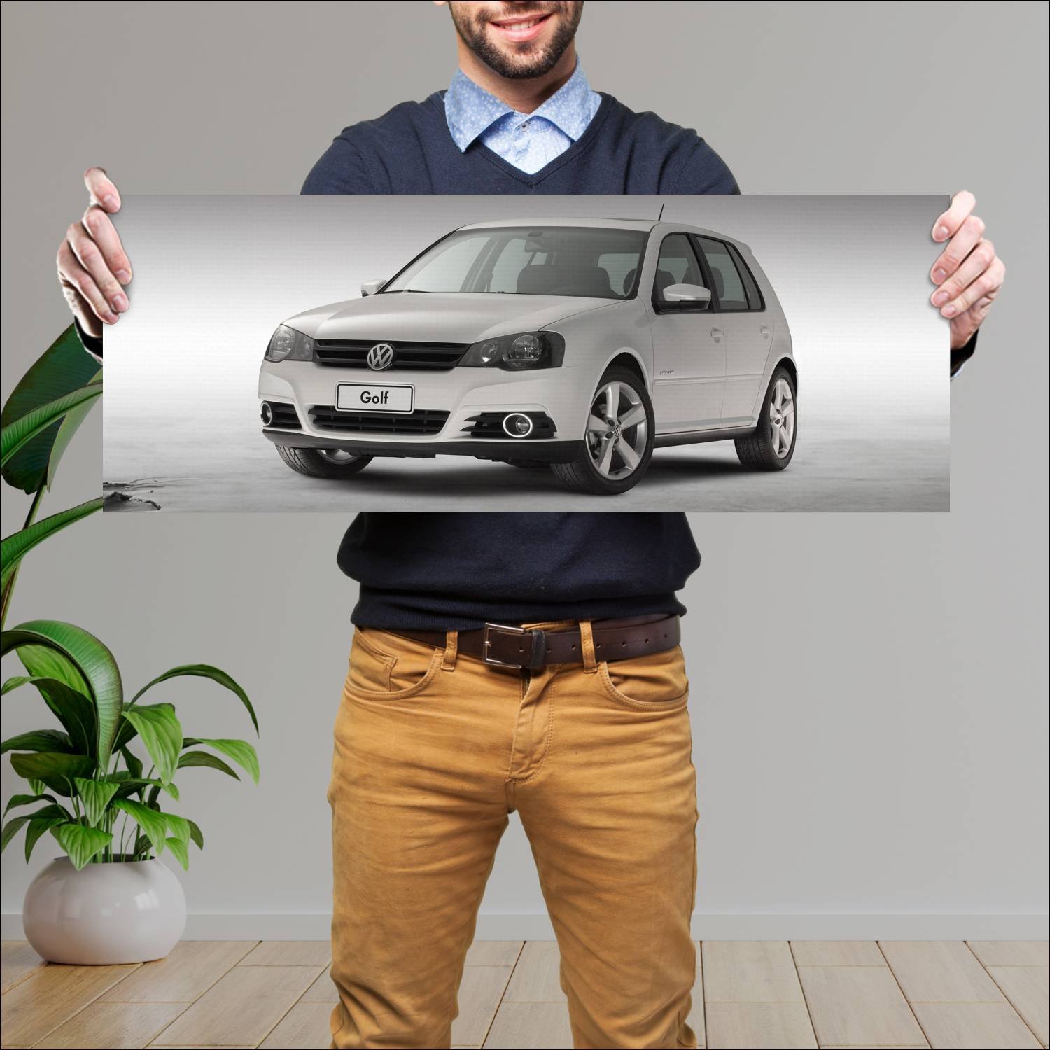 Cuadro grande 30x80cm 2012 volkswagen golf 5 door 804 Volkswagen