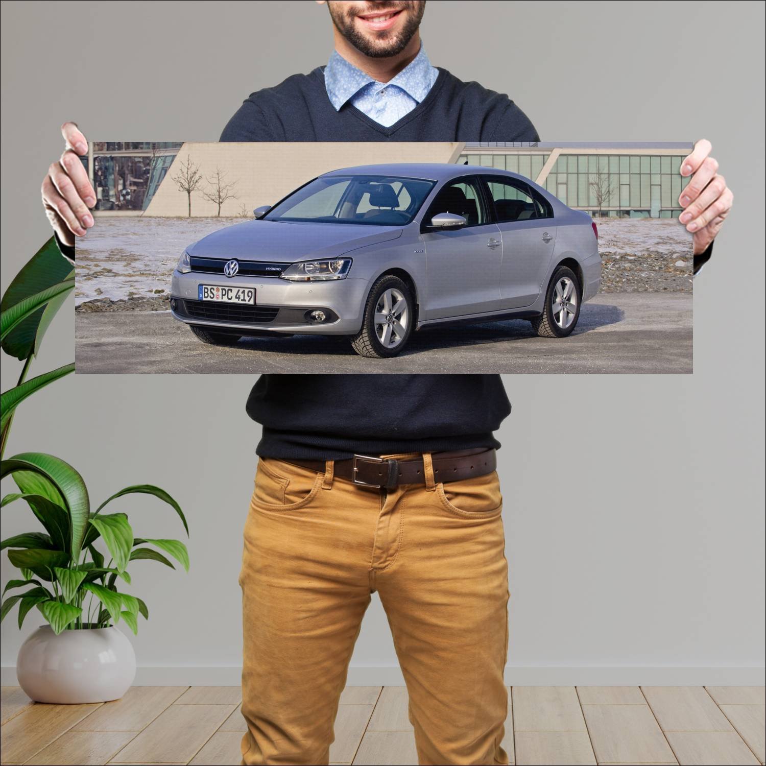Cuadro grande 30x80cm 2012 volkswagen jetta hybrid 816 Volkswagen