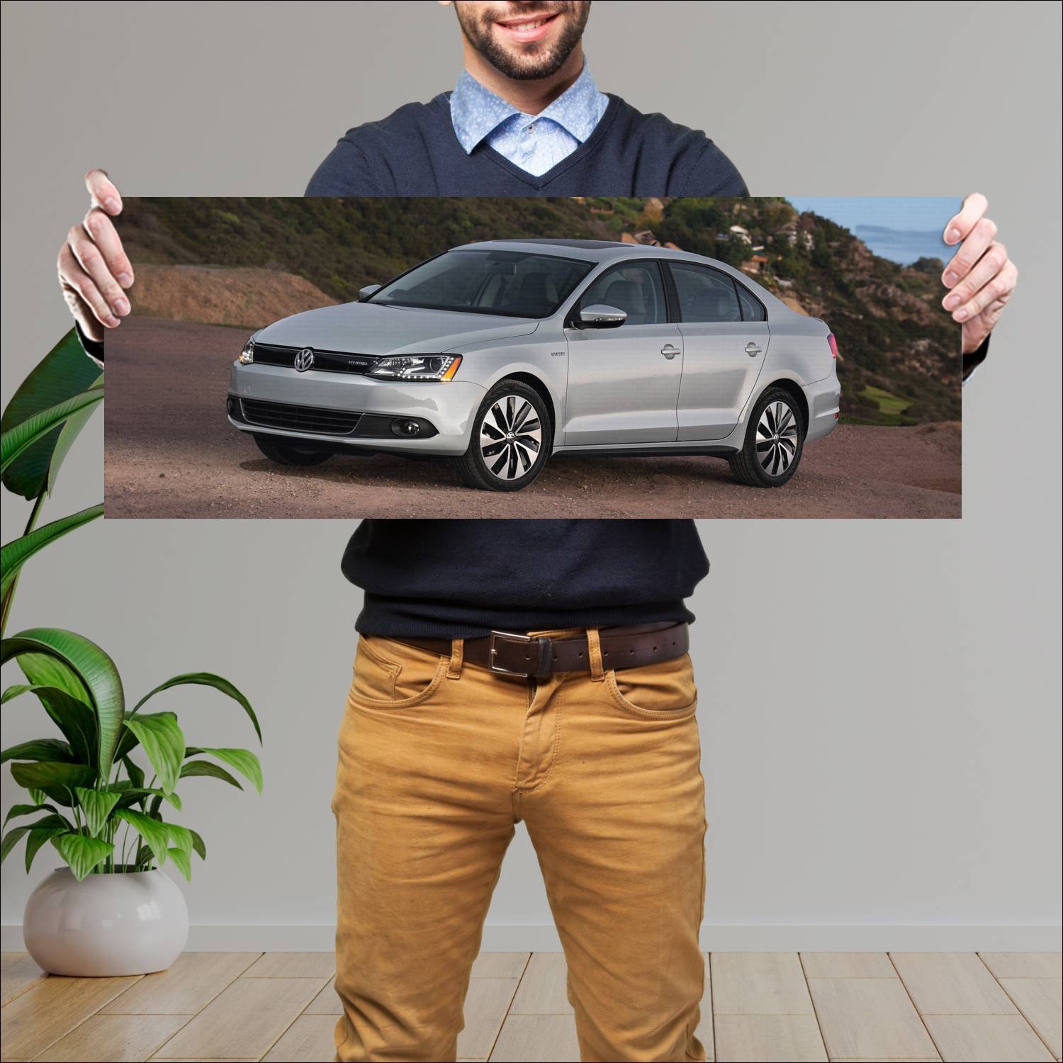 Cuadro grande 30x80cm 2012 volkswagen jetta hybrid 818 Volkswagen