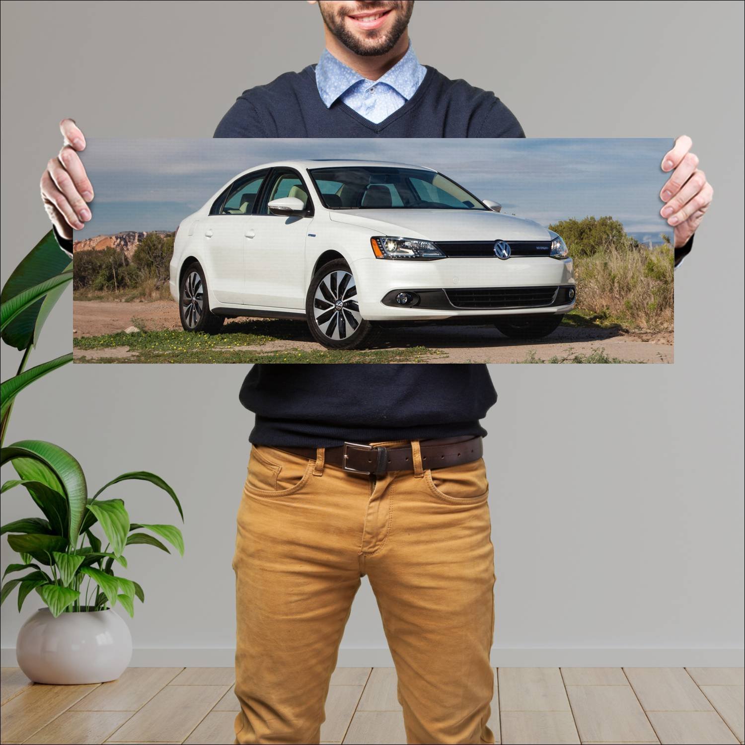 Cuadro grande 30x80cm 2012 volkswagen jetta hybrid 819 Volkswagen