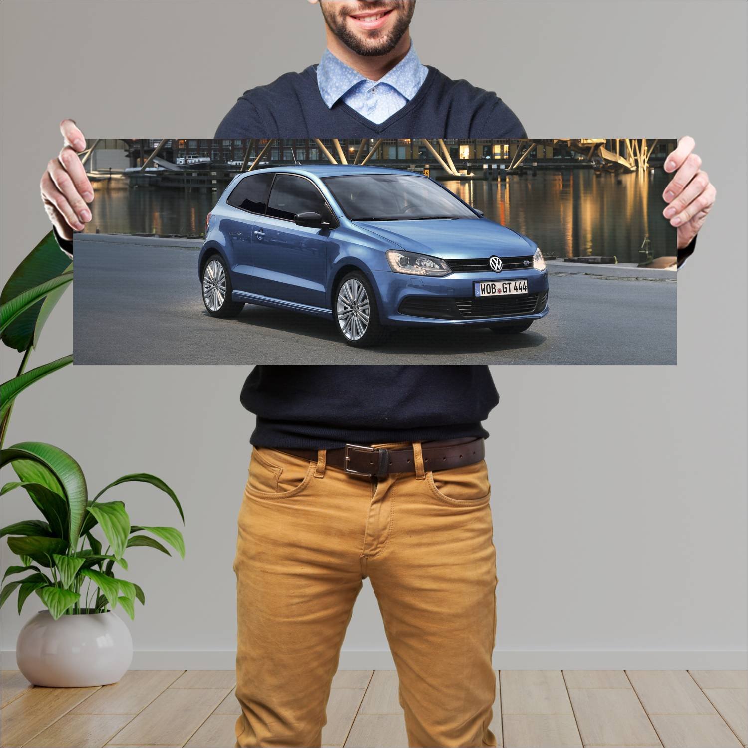 Cuadro grande 30x80cm 2012 volkswagen polo bluegt 835 Volkswagen