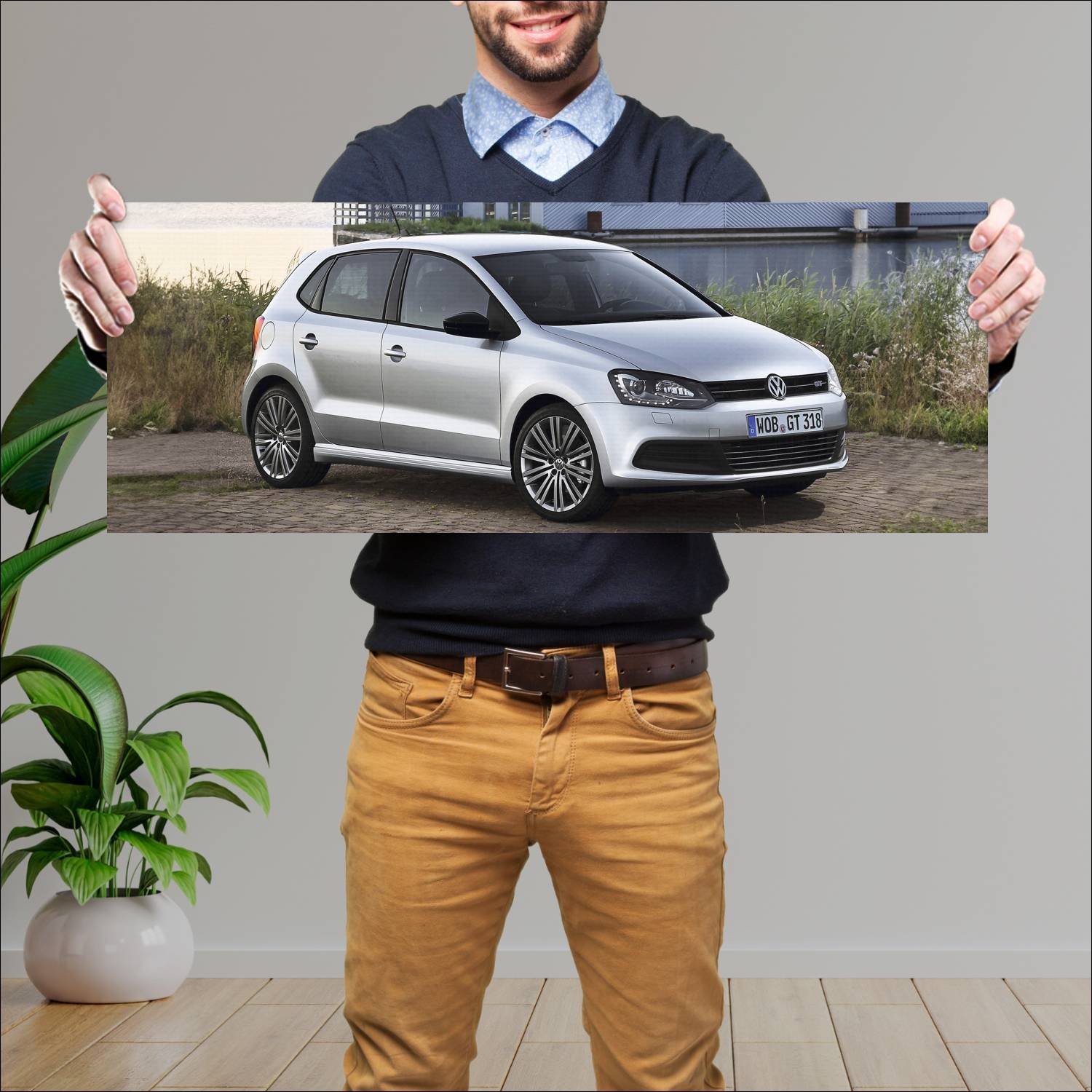 Cuadro grande 30x80cm 2012 volkswagen polo bluegt 836 Volkswagen