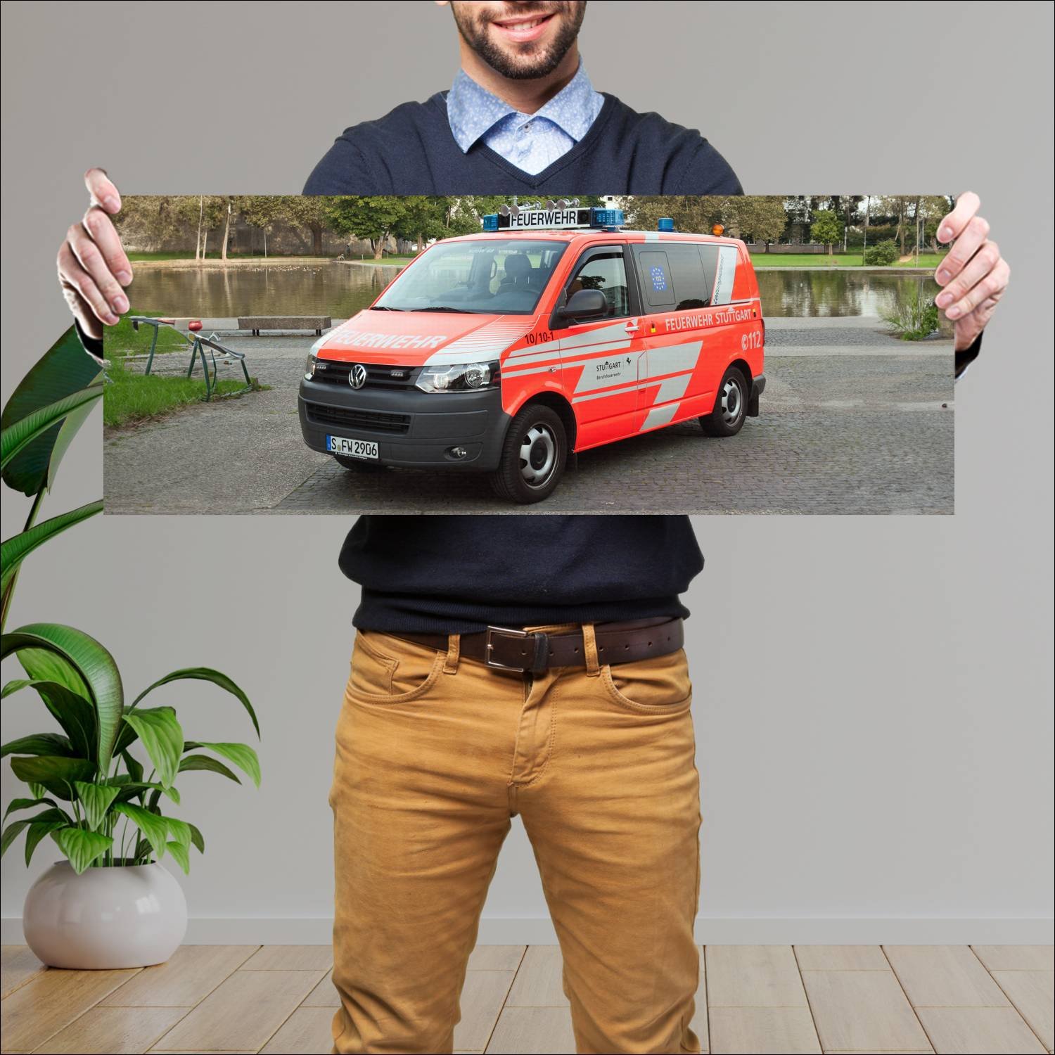 Cuadro grande 30x80cm 2012 volkswagen t5 feuerwehr 841 Volkswagen