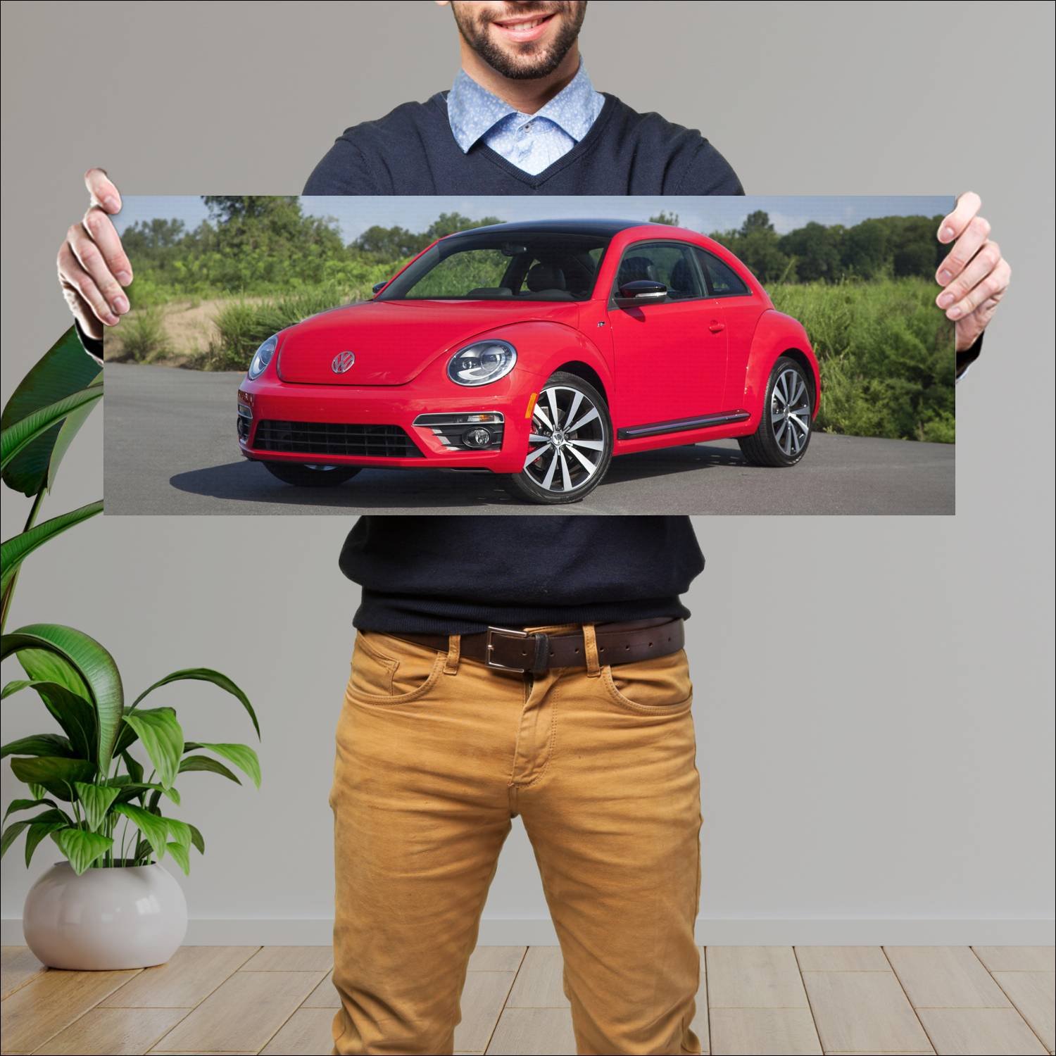 Cuadro grande 30x80cm 2013 volkswagen beetle r lin 874 Volkswagen