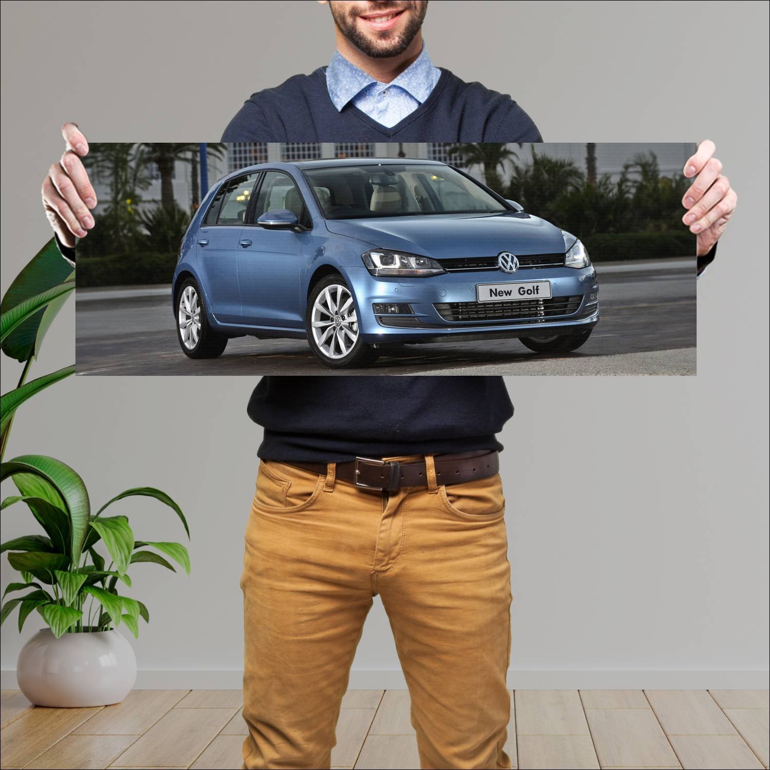 Cuadro grande 30x80cm 2013 volkswagen golf 5 door 901 Volkswagen